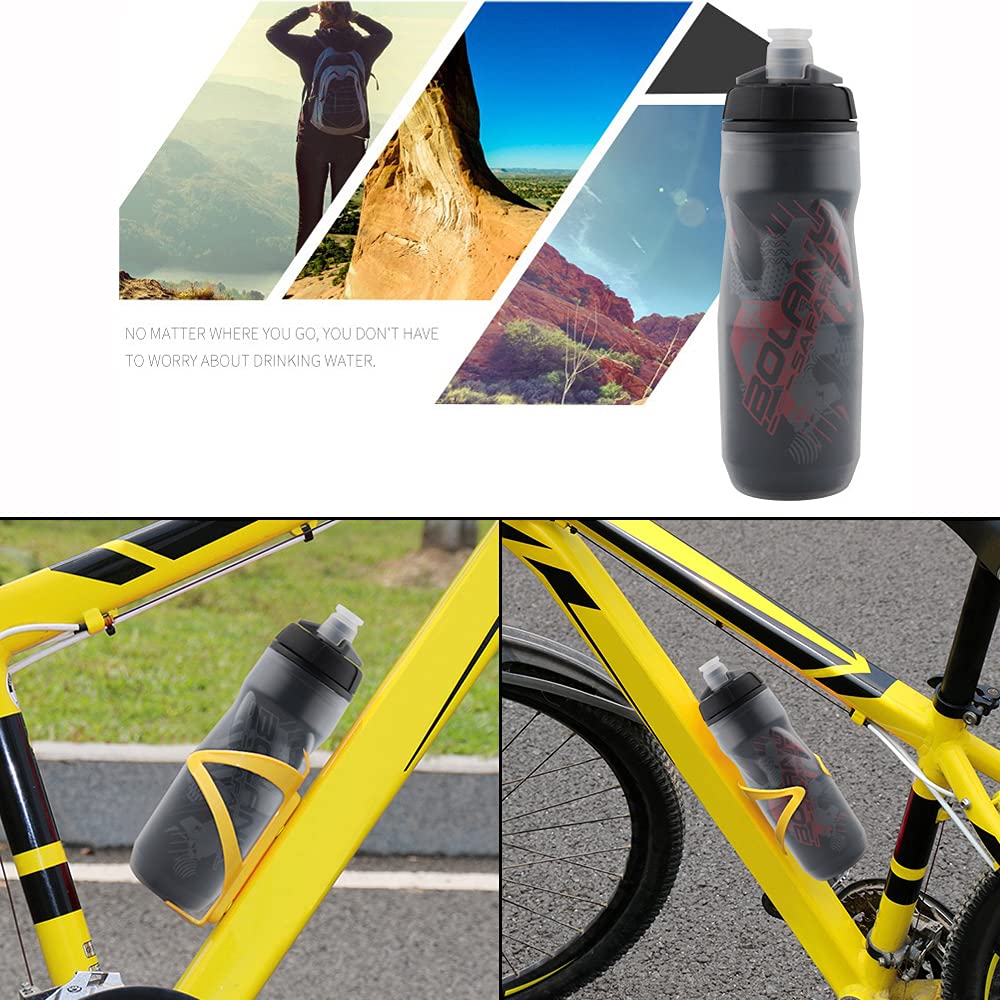 Lightweight Specialized Bike Water Bottle 600ml/20oz - Leak Proof, BPA Free, Squeeze Design for Cycling & Outdoor Sports - Perfect for Road Bikes, Mountain Bikes & Gym Workouts (Black-White)