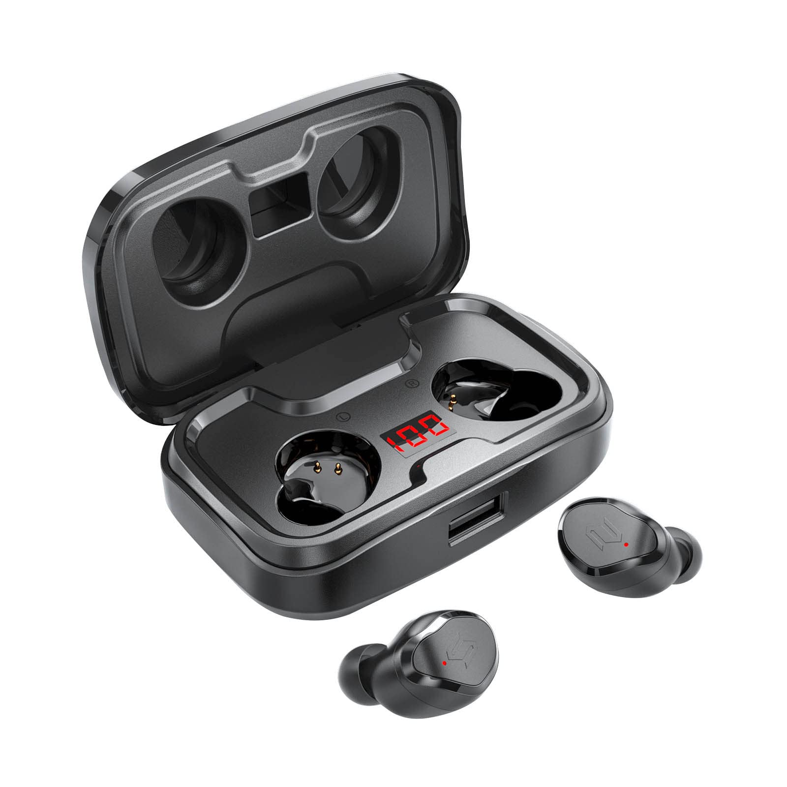 Bluetooth 5.0 Wireless Earbuds with Charging Case - Stereo Sound, IPX7 Waterproof, Secure Fit for Sports & Running - Perfect for Gym, Workouts, and Commuting