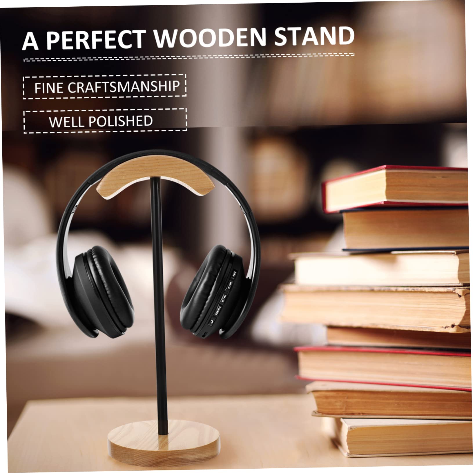 Premium OSALADI Solid Wood Headphone Stand - Elegant Wooden Headphone Hanger & Gaming Headset Holder - Space-Saving Desktop Display Stand for Home Office, Gaming Setup & Studio Use