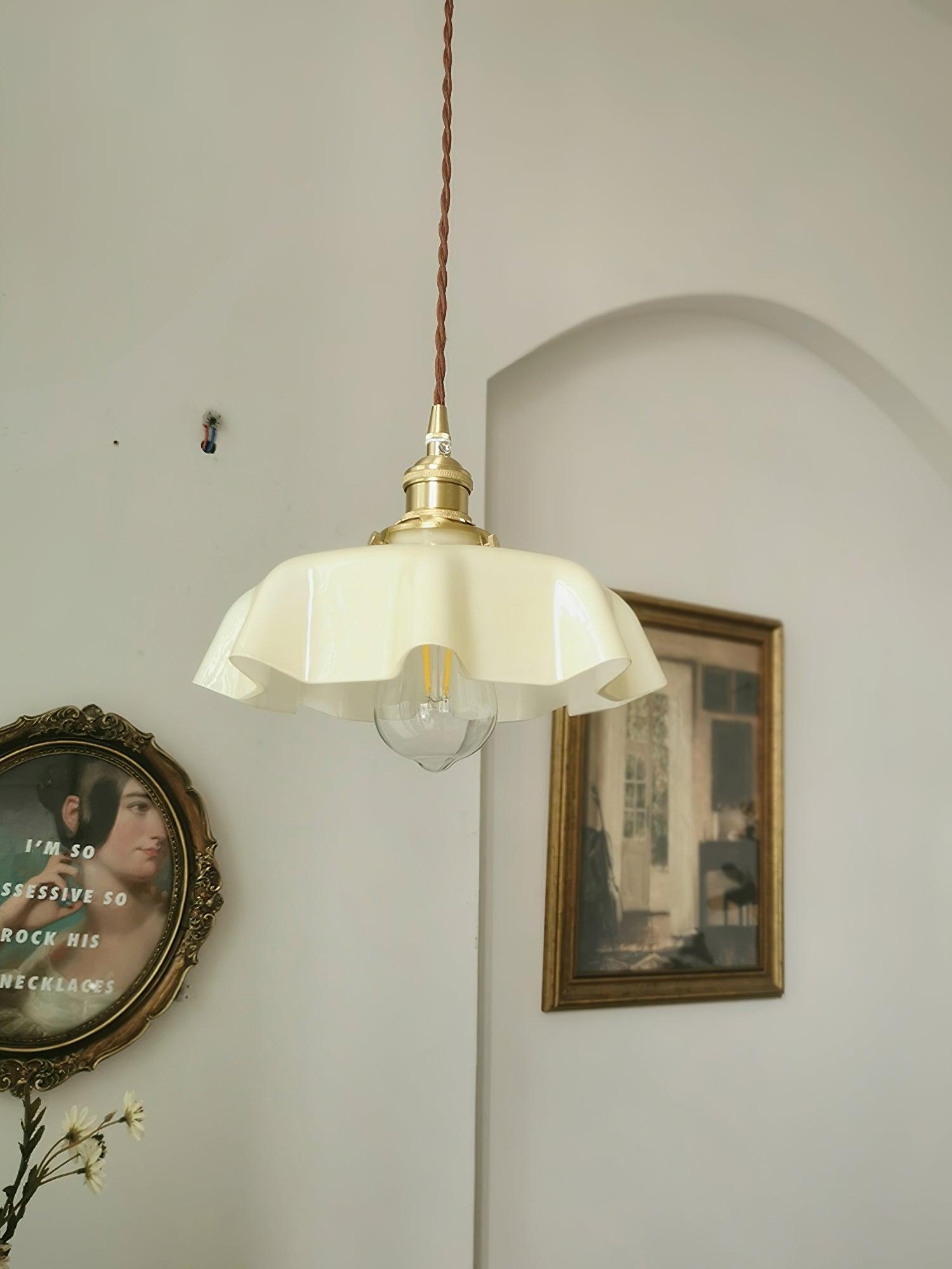 French Flower Pendant Light - Elegant Floral Chandelier for Dining Room, Kitchen Island & Bedroom Lighting - Vintage Inspired Ceiling Fixture