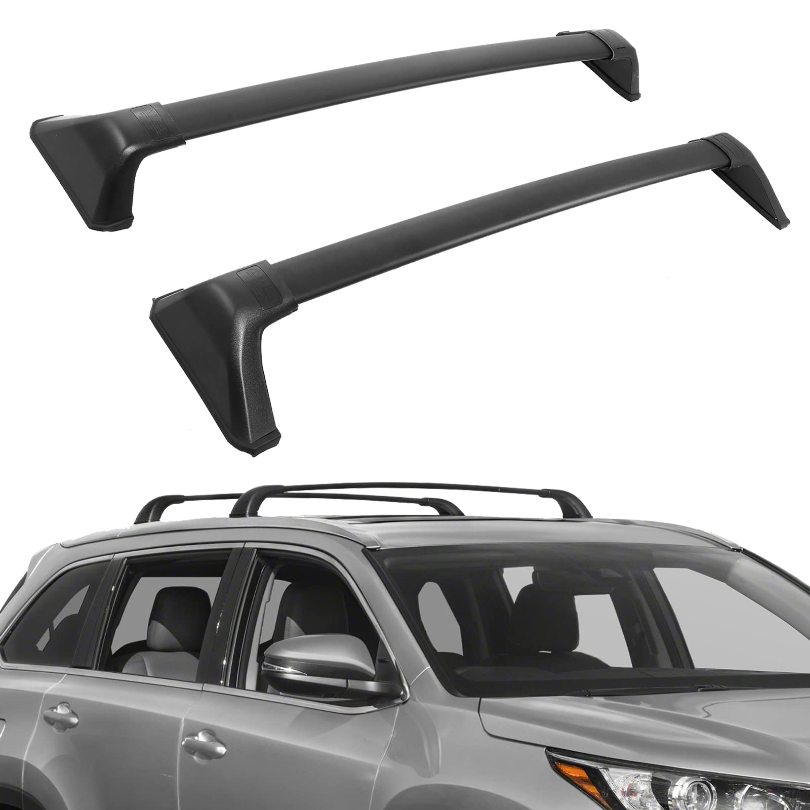 ALAVENTE Black Aluminum Roof Rack Cross Bars for 2020-2022 Toyota Highlander L & LE - Heavy Duty Rooftop Cargo Carrier for Luggage, Bikes & Outdoor Gear - Perfect for Road Trips & Adventure Travel