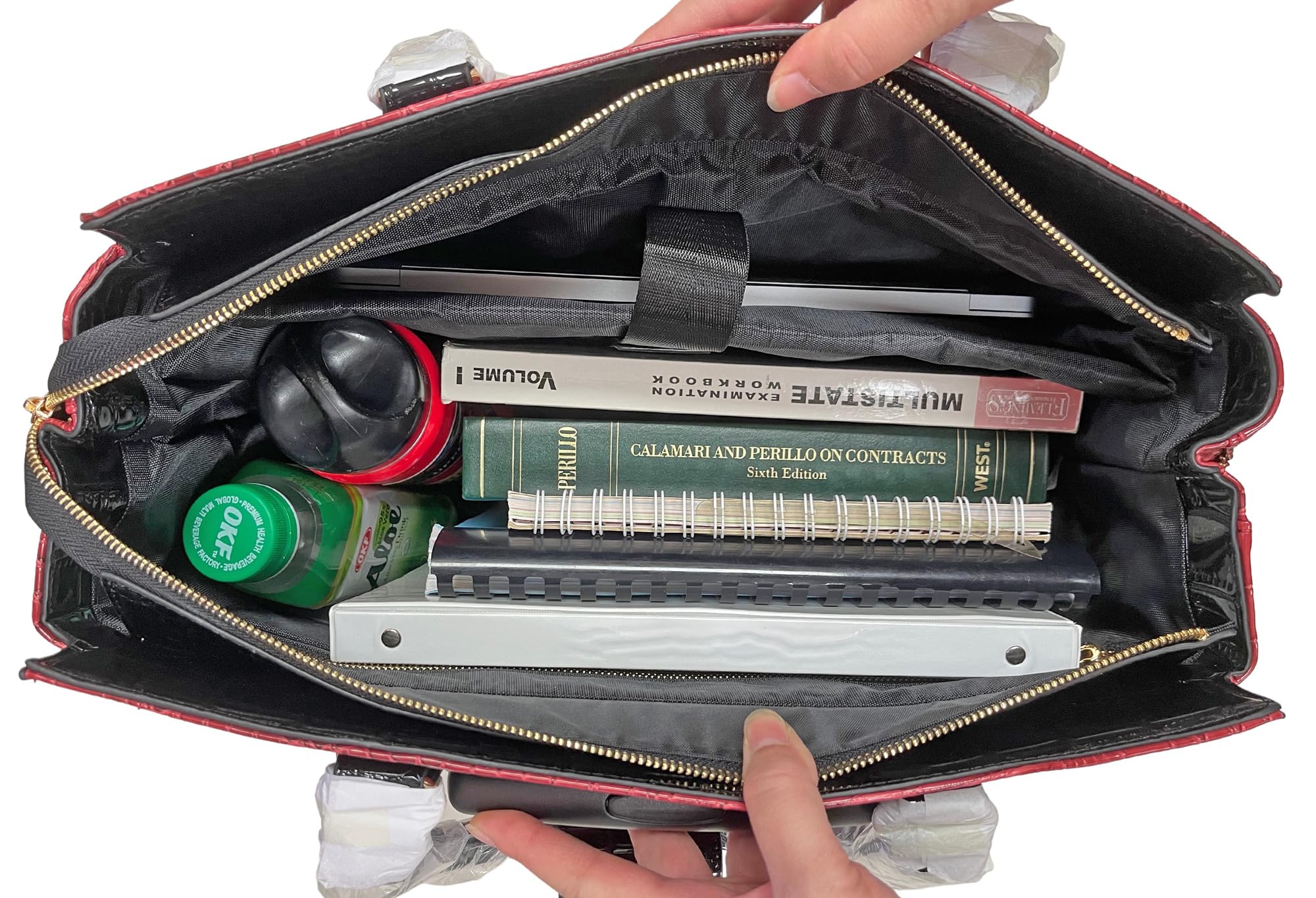 JKM & Company Rolling Tote Briefcase for Laptop, iPad, Tablet - Water-Resistant Computer Carryall Bag for Business Travel, Office Commute & College Students