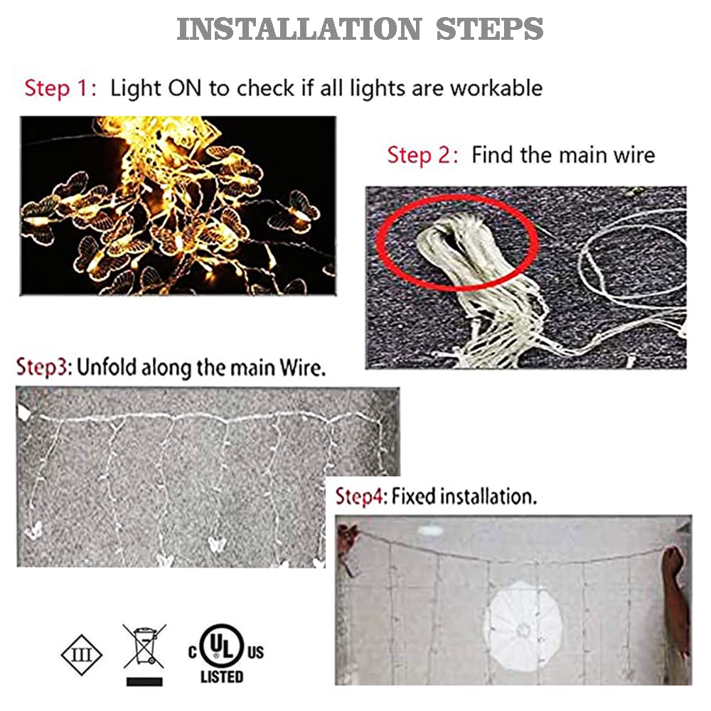 Butterfly Fairy String Lights - 20FT USB LED Curtain Lights with Remote, 8 Modes & Timer, Waterproof for Bedroom, Christmas, Wedding, Party Decor (Purple) - Perfect for Indoor/Outdoor Home Decoration and Special Events