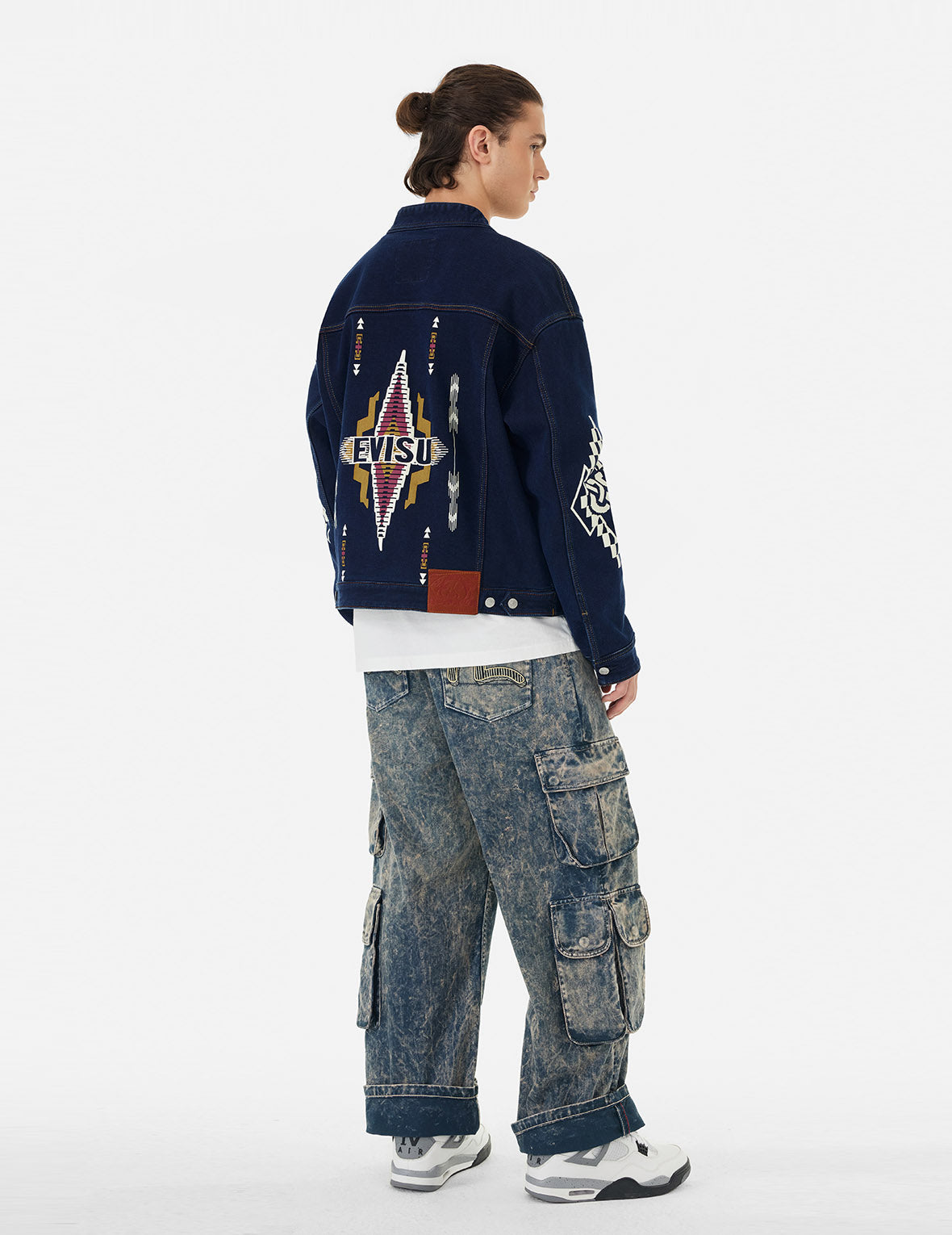 Stylish Reversible Denim Jacket with Chimayo Tapestry & Seagull Print - Boxy Fit for Women | Perfect for Casual Outings, Beach Trips & Boho Fashion