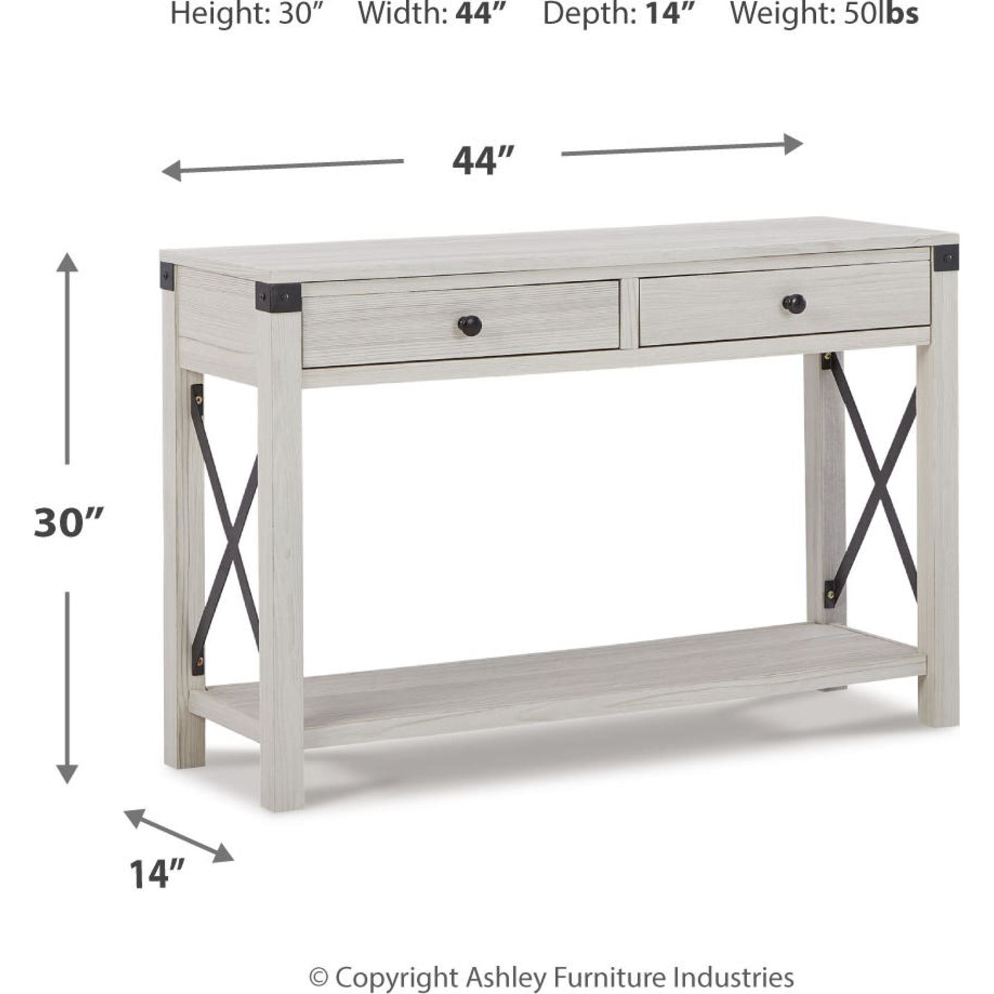Bayflynn Whitewashed Sofa Table - Modern Console Table for Living Room, Entryway & Hallway - Perfect for Home Decor & Storage