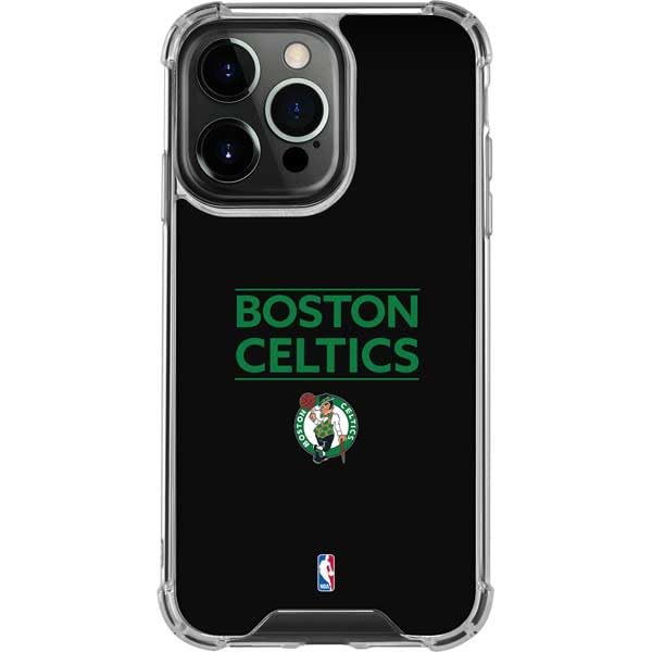 Officially Licensed NBA Boston Celtics Clear Phone Case for iPhone 15 Pro - Slim Protective Cover with Black Team Design - Perfect for Basketball Fans & Game Day Accessories