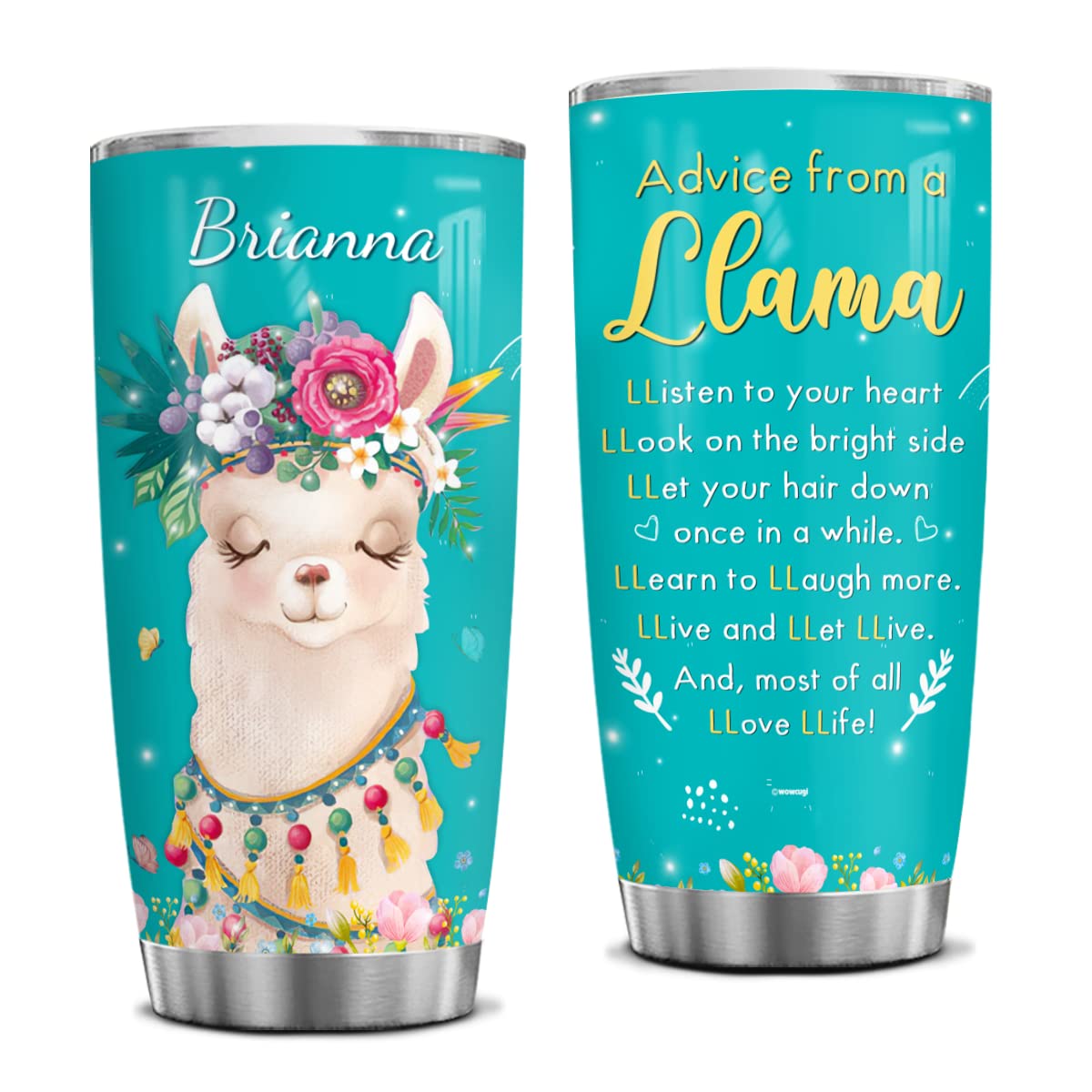 Personalized Hummingbird Tumbler - Stainless Steel Double Wall Insulated Coffee Cup 20oz/30oz - Unique Hummingbird Gifts for Women & Animal Lovers - Perfect Christmas Birthday Gift for Girls (Llama Design) - Great for Office, Travel & Outdoor Activities