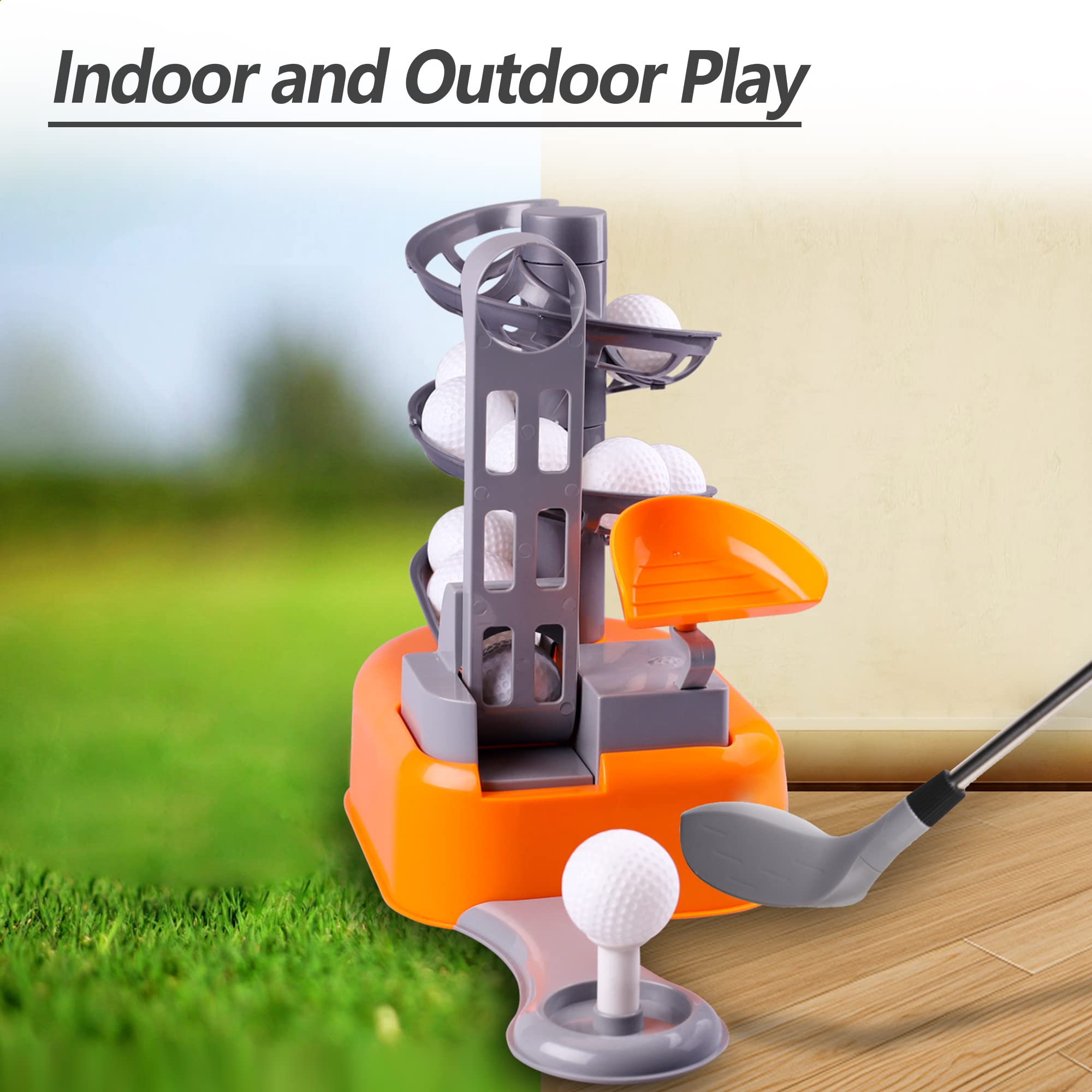 iPlay iLearn Kids Golf Toys Set with Left & Right Club Head - Outdoor Sports Toy for Boys & Girls Ages 3-8 - Indoor/Backyard Golf Ball Game for Toddlers - Active Exercise Toy & Birthday Gift for 4-8 Year Olds - Perfect for Yard Play, Birthday Parties & Preschool Physical Development