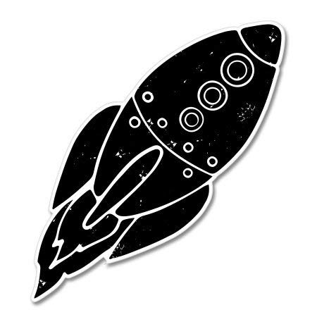 Rocket Black Vinyl Sticker - Durable Waterproof Decal for Cars, Phones, Helmets & Bumpers | Perfect for Car Decoration, Laptop Customization & Personalizing Sports Gear