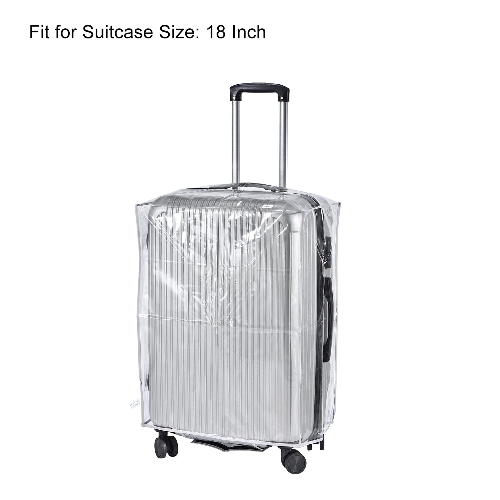 PATIKIL 18-Inch Universal Luggage Protector Cover - Clear PVC Waterproof Dustproof Suitcase Protector with Fastener (Grey) | Travel Accessories for Airplane, Train & Storage Protection