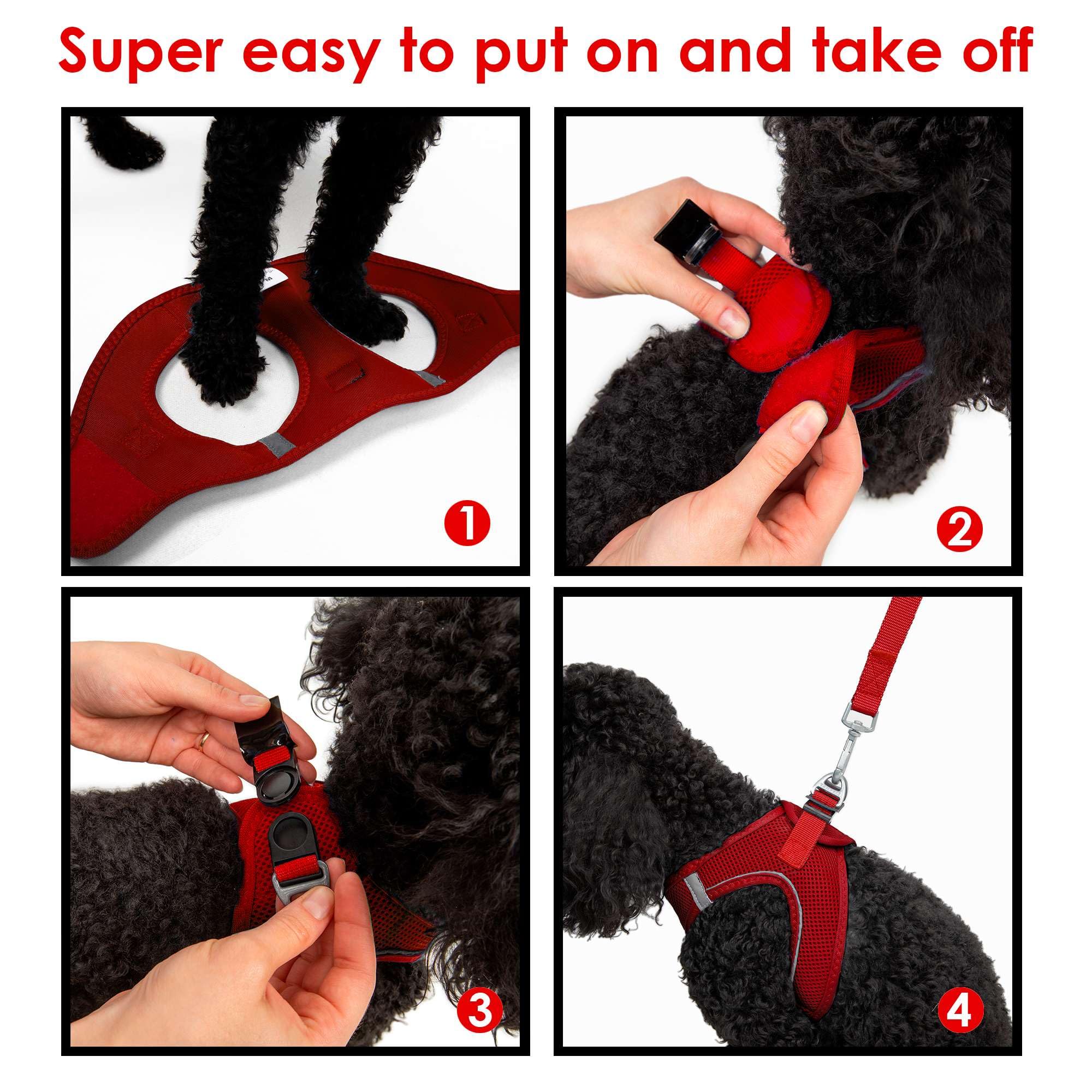 Tailpetz XS No Pull Dog Harness - Adjustable Step-in Reflective Vest for Small Dogs & Puppies - Red Harness for Training, Walking & Outdoor Adventures (Red, XS) - Perfect for Daily Walks, Jogging & Nighttime Safety