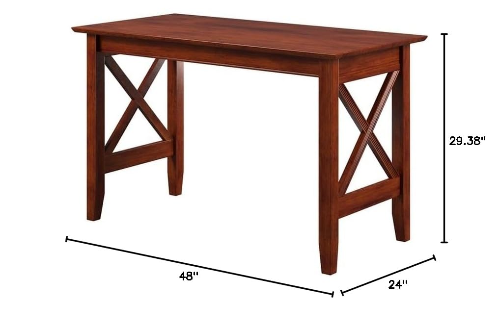 Allora Mid-Century Modern Solid Wood Writing Desk with USB Charger - Walnut Finish Home Office Desk for Small Spaces | Perfect for Remote Work & Study