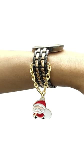 Sturdy Gold Chain with Santa Claus Pendant Watch Charm - Christmas Gift for Women & Girls | Watch Accessories for Holiday Parties & Festive Occasions