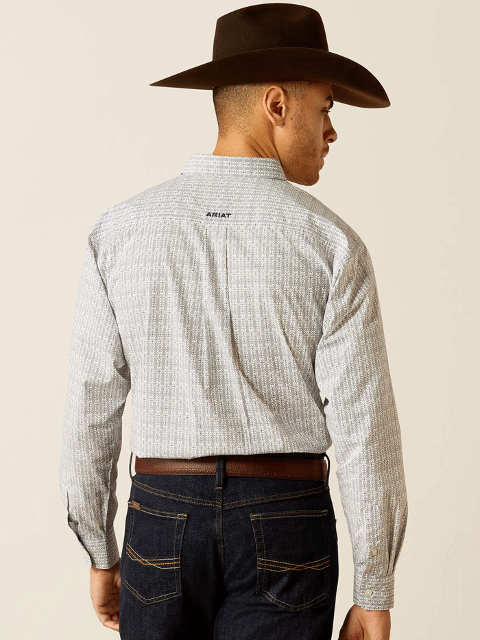 Ariat Men's Reign Classic Fit Shirt - White | Western Style Button-Up Shirt for Cowboy, Ranch Work & Casual Wear
