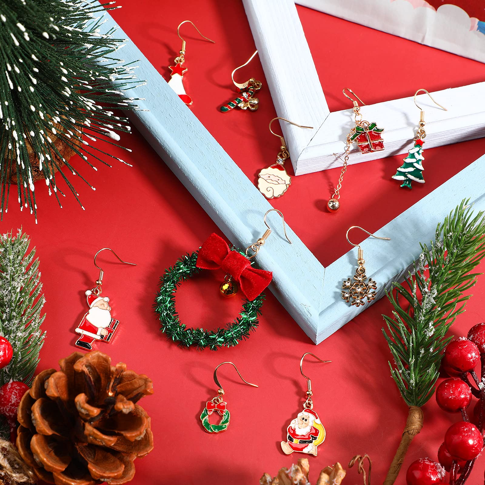 20 Pairs Christmas Earrings Set - Snowflake, Tree, Bell, Reindeer & Candy Cane Stud Earrings for Women | Holiday Party Jewelry for Christmas, Thanksgiving & Winter Celebrations