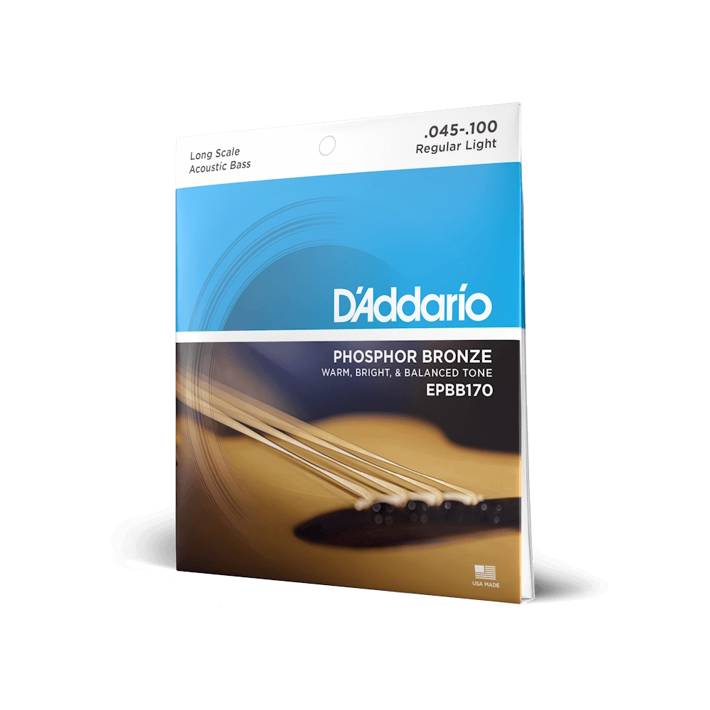 D'Addario Regular Light Long Scale Acoustic Bass Strings 45-100 Gauge - Perfect for Studio Recording & Live Performances