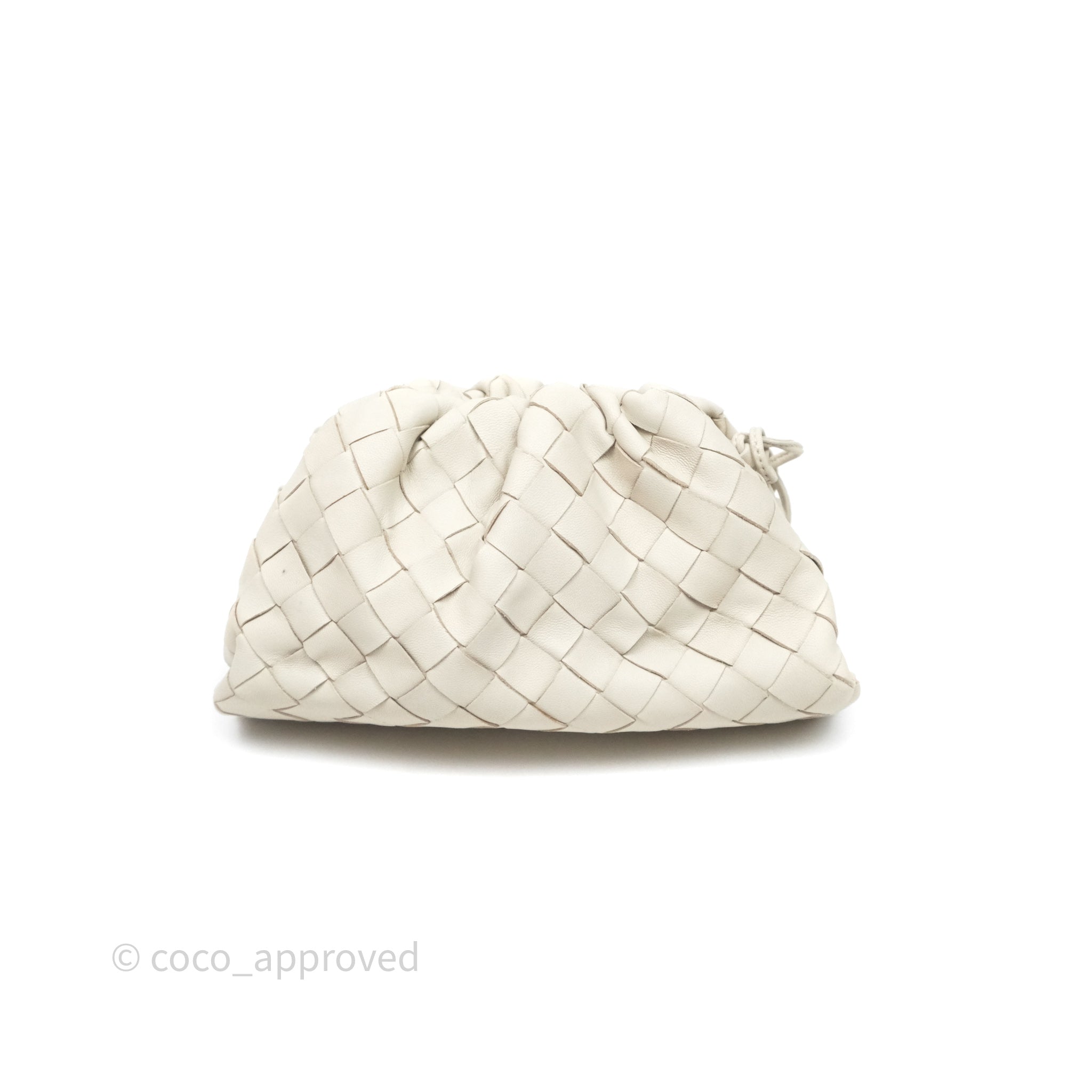 Bottega Veneta Mini Pouch in Chalk Intrecciato Calfskin Leather - Elegant Crossbody Bag for Women, Perfect for Date Night & Evening Events