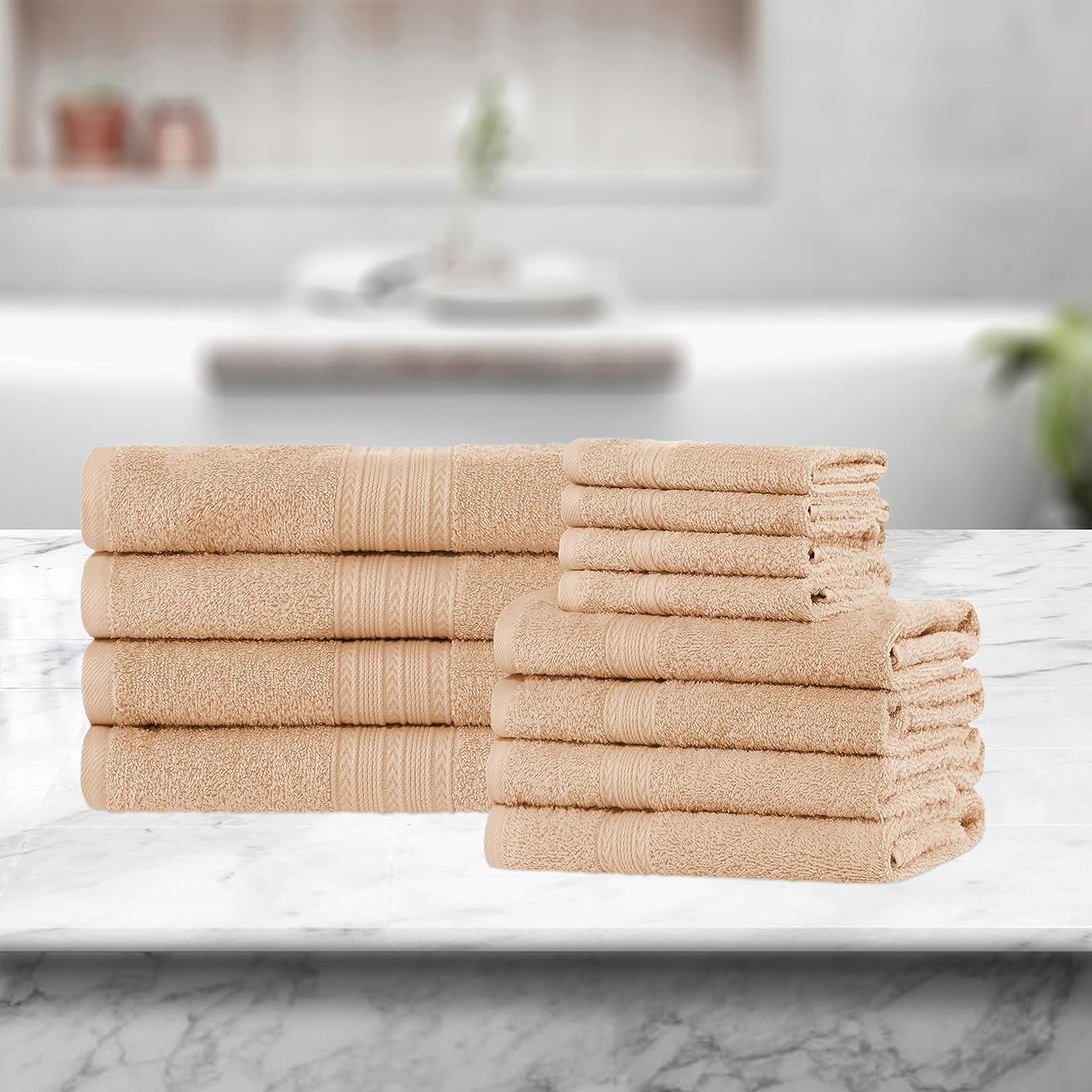 Premium 12-Piece Organic Cotton Towel Set | Soft, Eco-Friendly & Absorbent Bath Towels for Spa, Gym & Home Use
