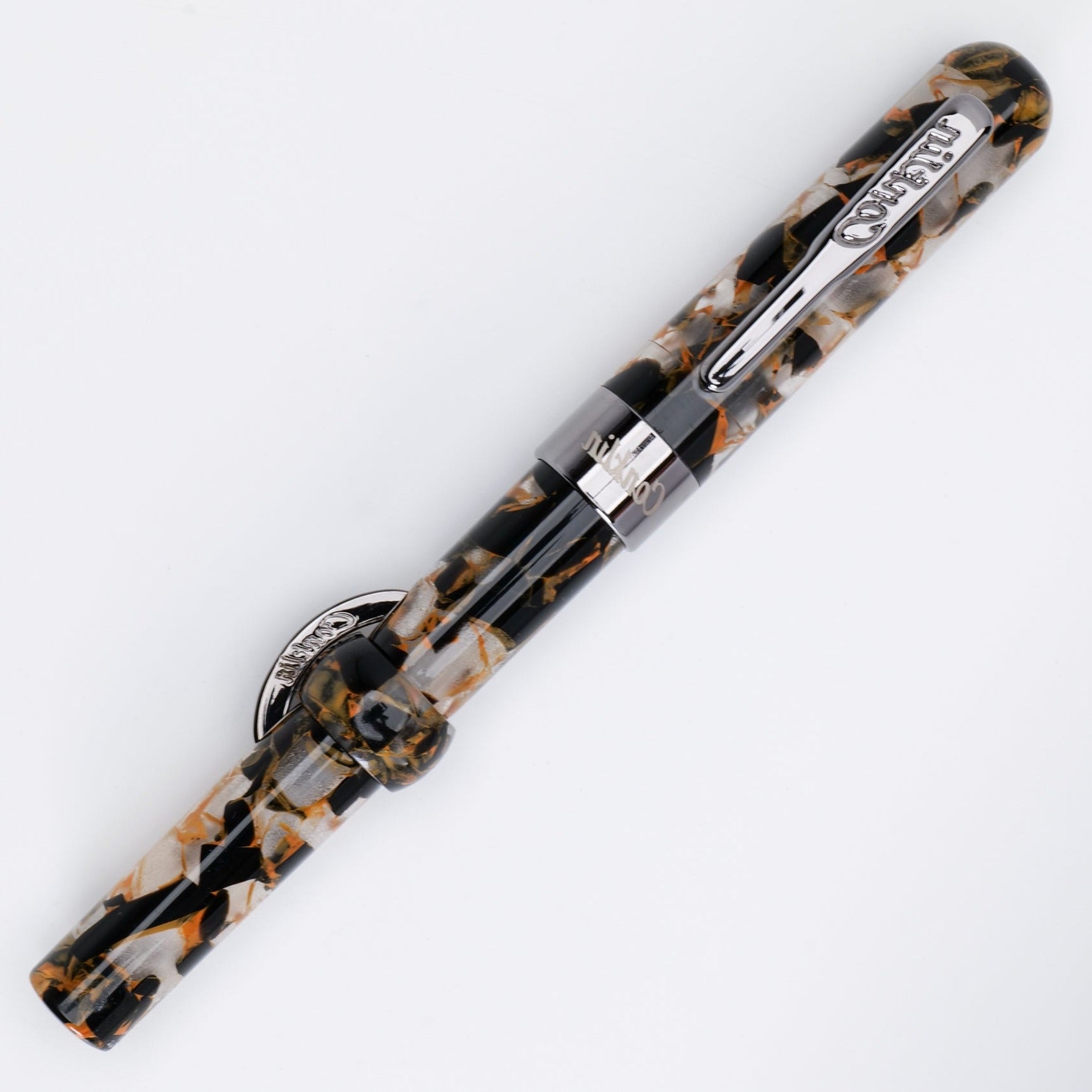 Conklin Mark Twain Crescent Filler Fountain Pen - Orange Medley Fine Nib Luxury Writing Instrument for Calligraphy, Journaling & Gift Giving