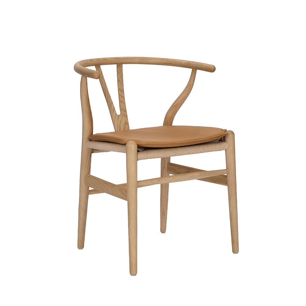 Premium PU Foam Wishbone Chair Cushion - Comfortable Seat Pad for Hans Wegner CH24 Y Chair (Brown) | Home Office, Dining Room & Lounge Decor Accessory