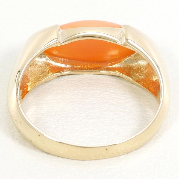14K Yellow Gold Coral Ring for Women - Size 13.5 - Elegant Statement Jewelry for Weddings, Anniversaries & Special Occasions