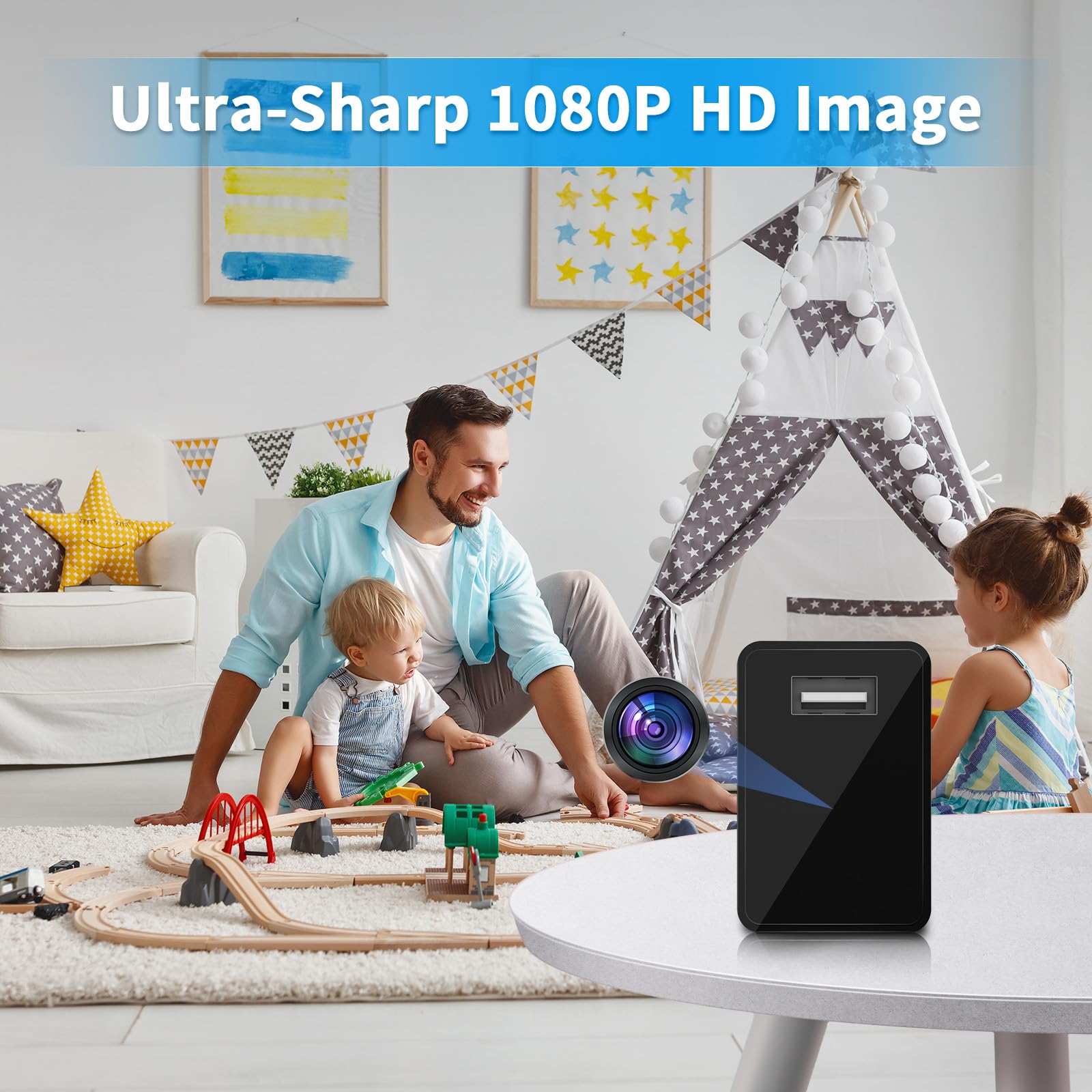 HiSpyCam Hidden Camera Charger - Full HD 1080P Mini WiFi Spy Camera with Night Vision - Small Wireless Home Security & Nanny Cam for Indoor Monitoring - Perfect for Baby, Elderly Care and Home Surveillance