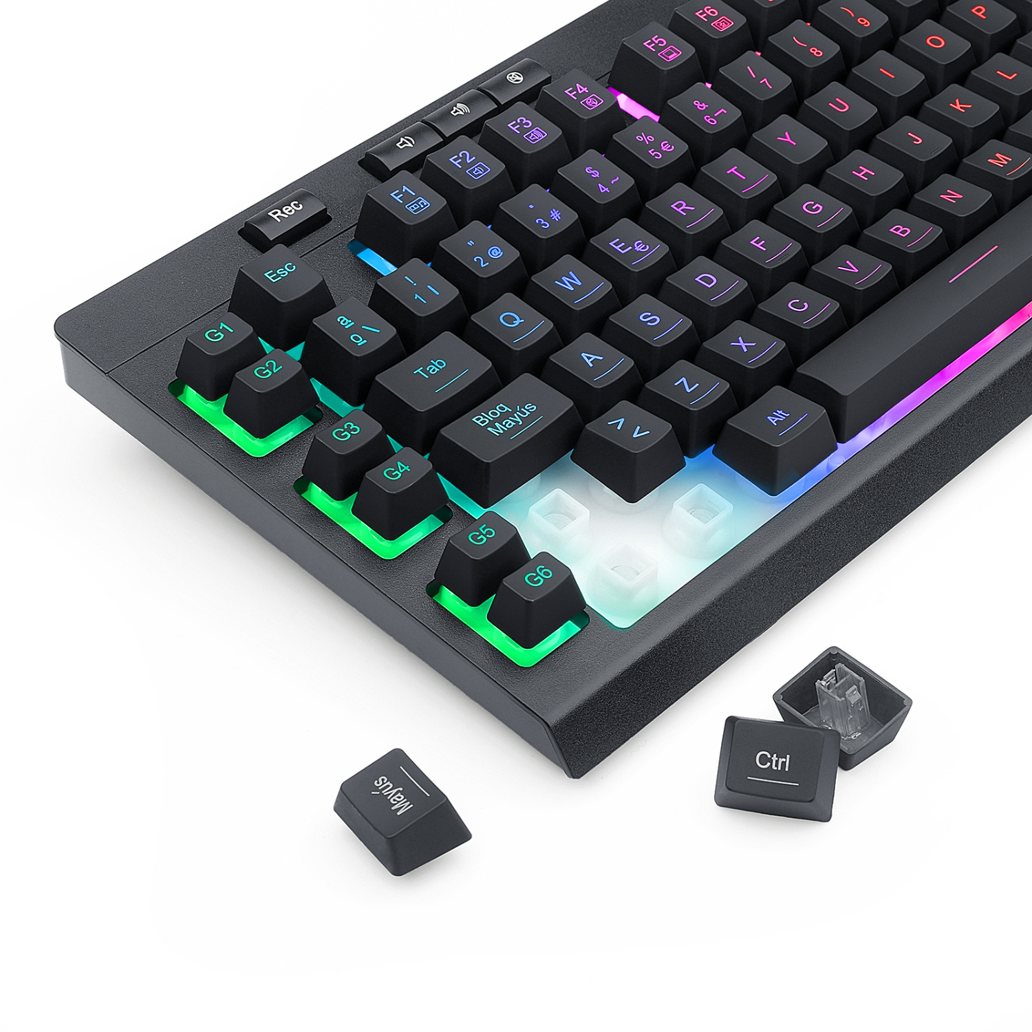 Redragon Shiva K512 RGB Gaming Keyboard - Mechanical Feel, Anti-Ghosting, 104 Keys, Black (Spanish Layout) - Perfect for PC Gaming, Esports & Office Work