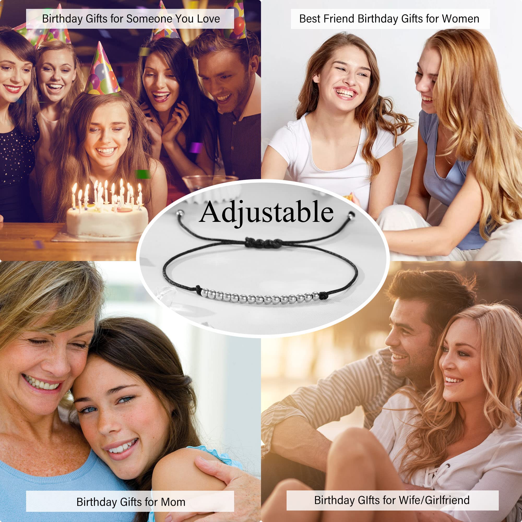 Adjustable Birthday Bracelet for Women - Silver/Gold/Rose Gold Beaded Jewelry Gift for Daughter, Girlfriend, Wife, Sister & Best Friend - Perfect for Christmas, Anniversaries & Special Occasions | Elegant Fashion Accessory for Parties, Dates & Everyday Wear