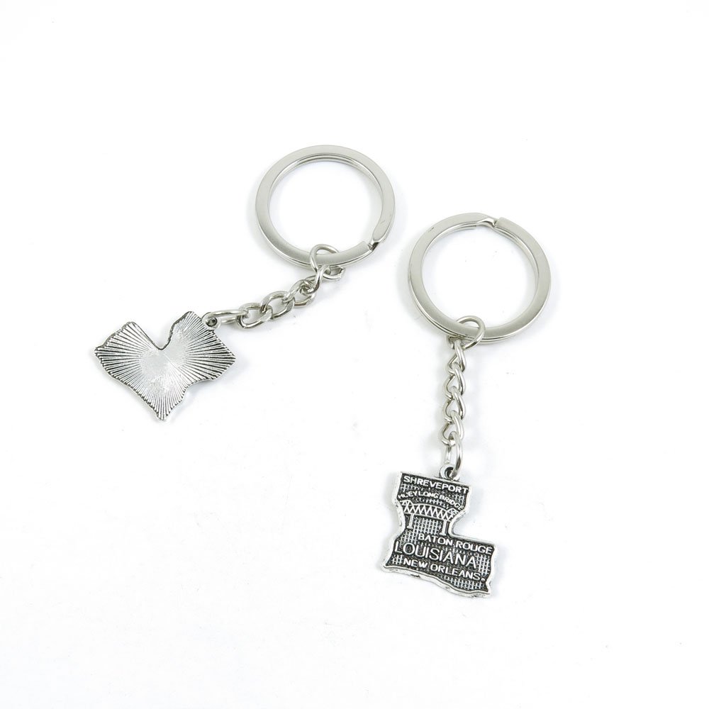 Bulk Keychain Key Rings with Louisiana Map Charms - Durable Metal Keyring Tags for Jewelry Making, DIY Crafts, and Key Organization - Perfect for Gifts, Travel, and Home Decor