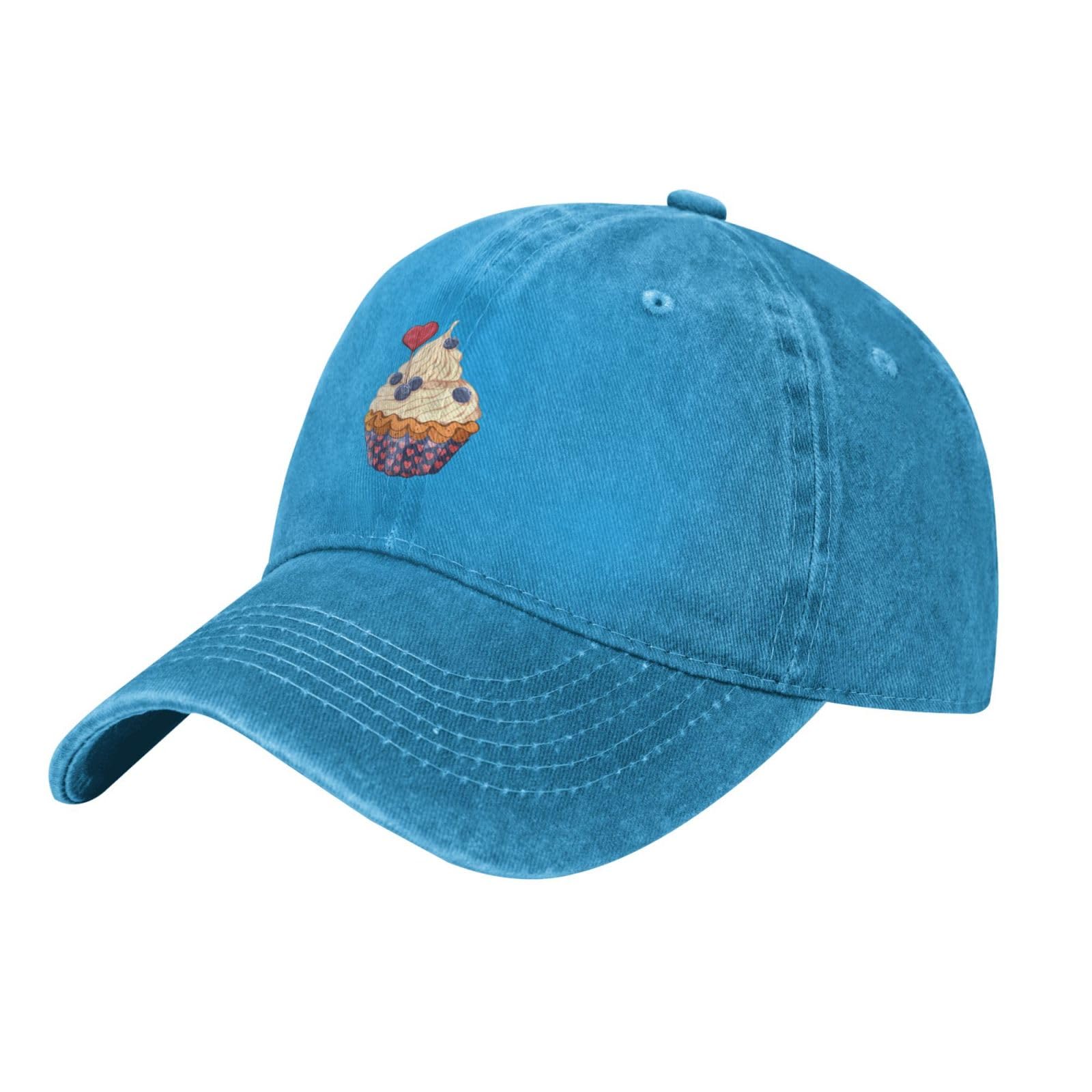 Blueberry Cupcake Baseball Cap for Men & Women - Soft Denim Trucker Dad Hat with Creamy Design - Perfect for Casual Wear, Outdoor Activities & Gifts
