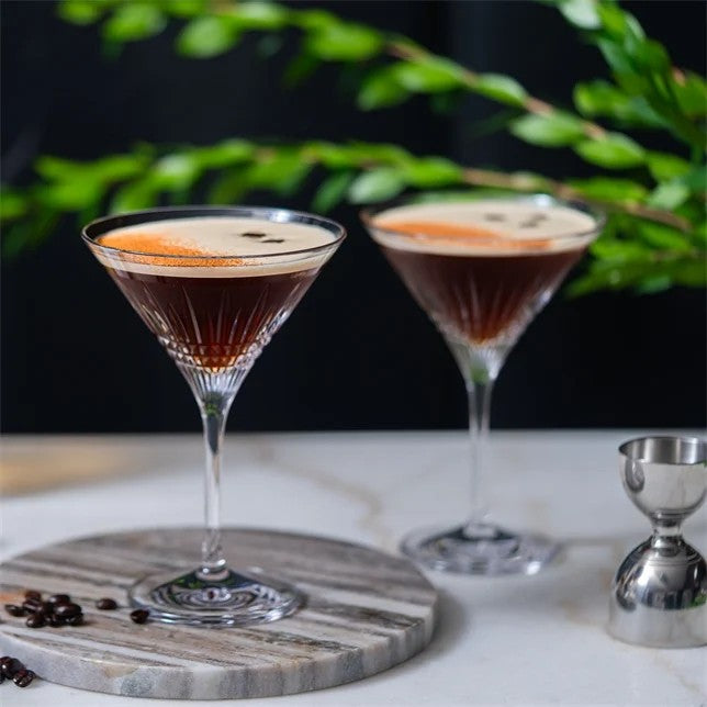 Premium Lismore Diamond Martini Glasses Set of 2 - Elegant Crystal Cocktail Glasses for Martinis, Champagne & Desserts - Perfect for Home Bars, Parties & Wedding Receptions