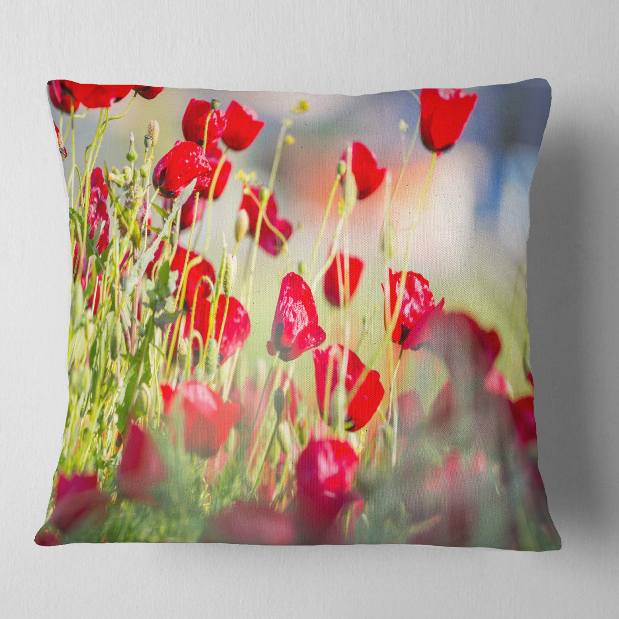 DesignQ CU12620 18x18 Inch Red Decorative Pillow Cushion - Soft Square Throw Pillow for Sofa, Bed, Living Room & Home Decor