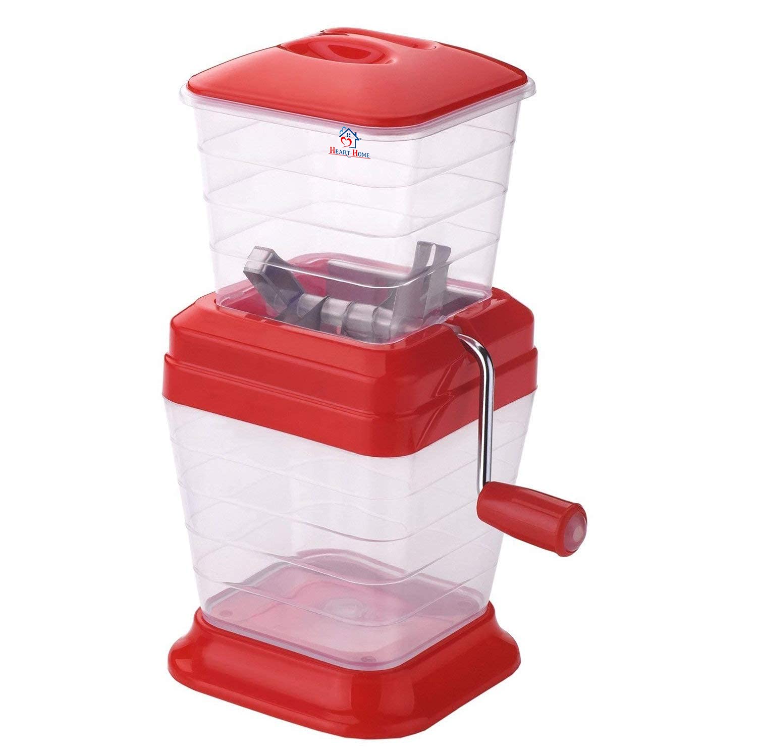 Stainless Steel Onion Chopper & Vegetable Dicer - Multi-Purpose Food Cutter for Onions, Chili, Nuts & Dry Fruits with Secure Lid (Red Plastic) - Perfect for Meal Prep, Salad Making & Home Cooking