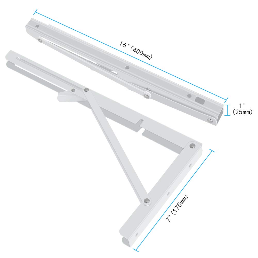 Heavy Duty Folding Shelf Brackets 2 Pack - 400lb Capacity for Wall Mounted Shelves & Tables (16