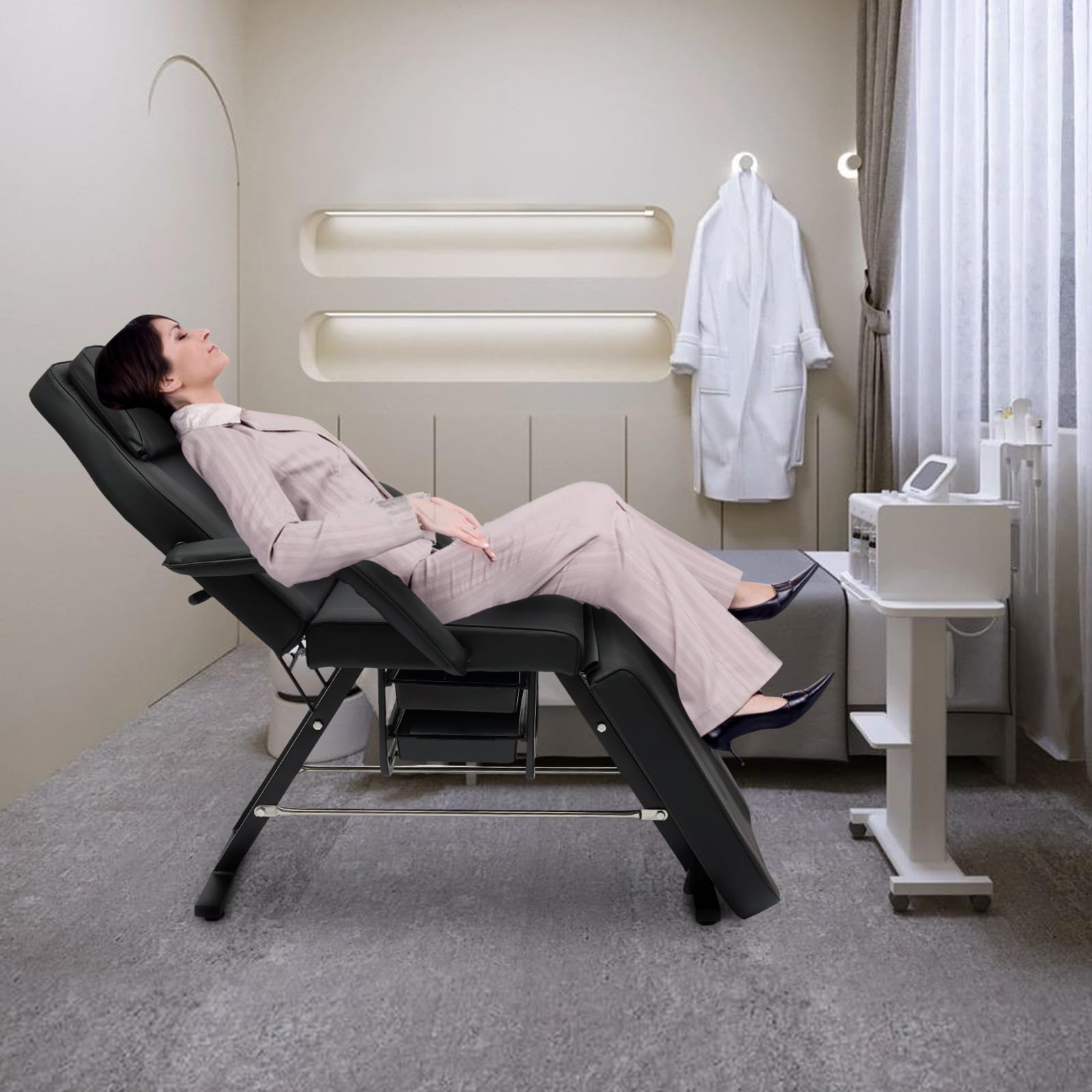 Professional Massage Table with Removable Armrests - Heavy Duty Metal Frame Salon Bed for Spa, Massage Therapy & Tattoo Parlors - Perfect for Home Use, Professional Clinics & Relaxation Centers