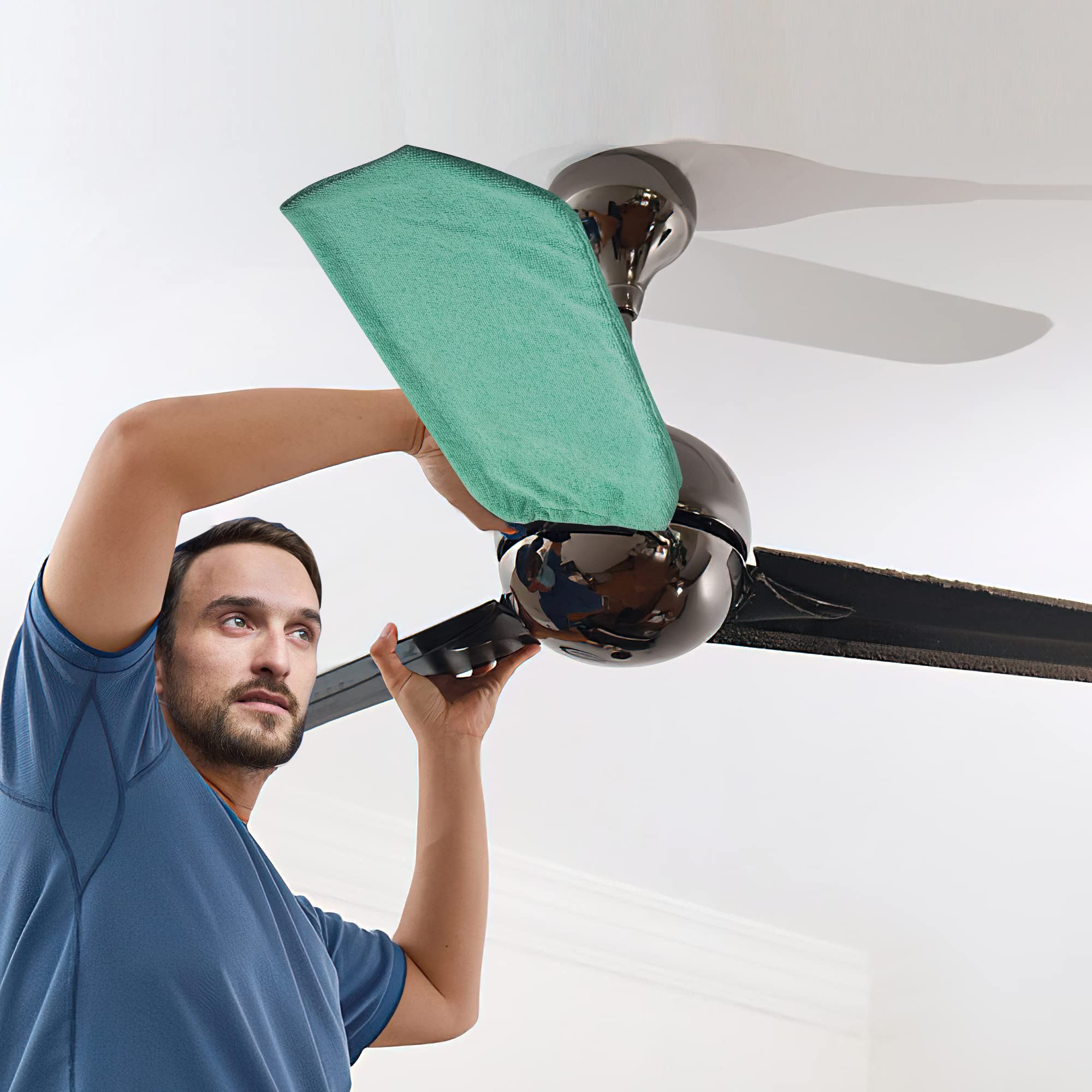 Hosrnovo 100% Microfiber Ceiling Fan Duster - Washable Fan Blade Cleaner for High Ceilings | Perfect for Living Room, Bedroom & Hard-to-Reach Fan Cleaning