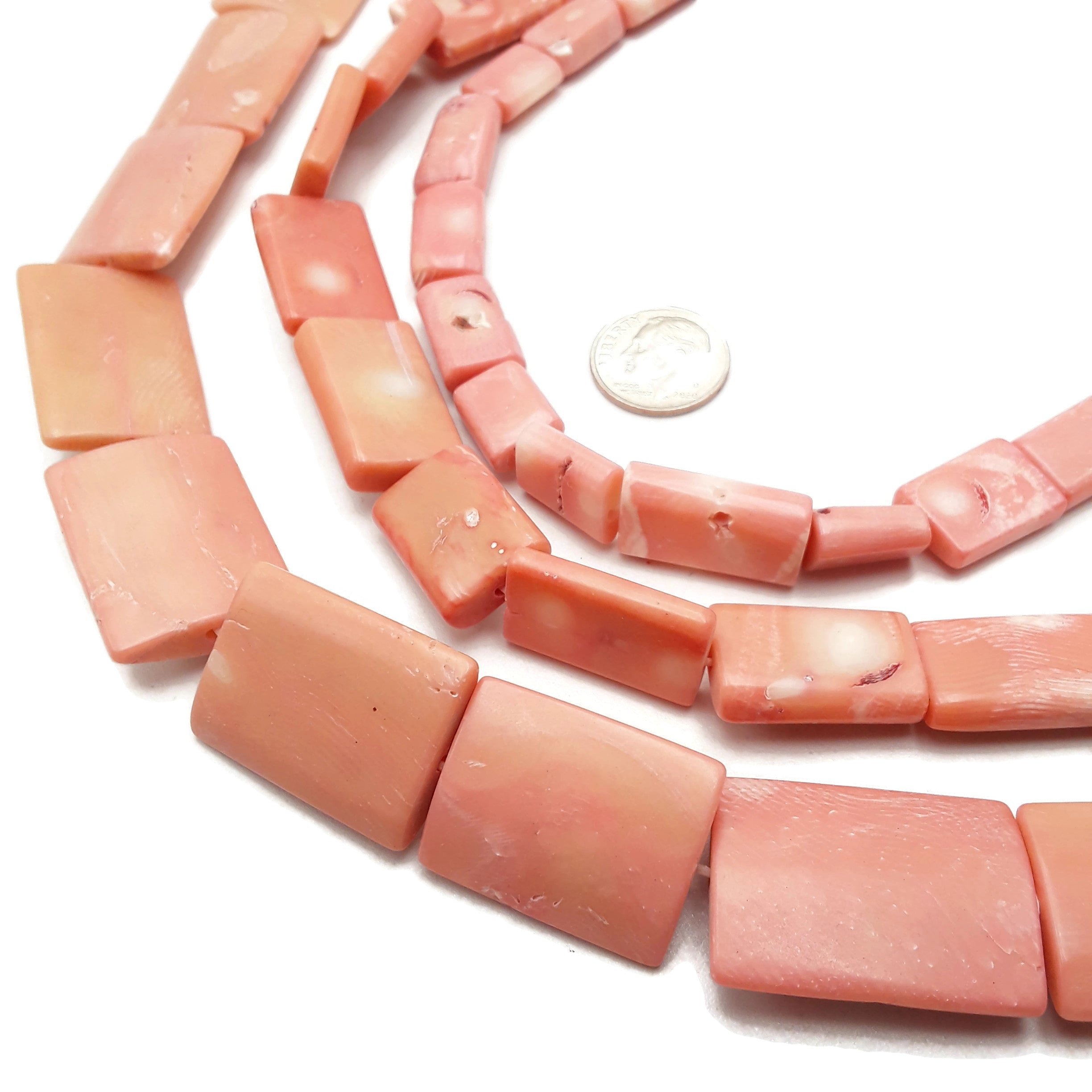 Natural Light Pink Bamboo Coral Beads - Rectangle Shape 10x15mm 15x20mm 20x30mm (15.5 Inch Strand) for Jewelry Making, DIY Crafts, Bracelets & Necklaces - Perfect for Boho, Beach & Summer Fashion Accessories