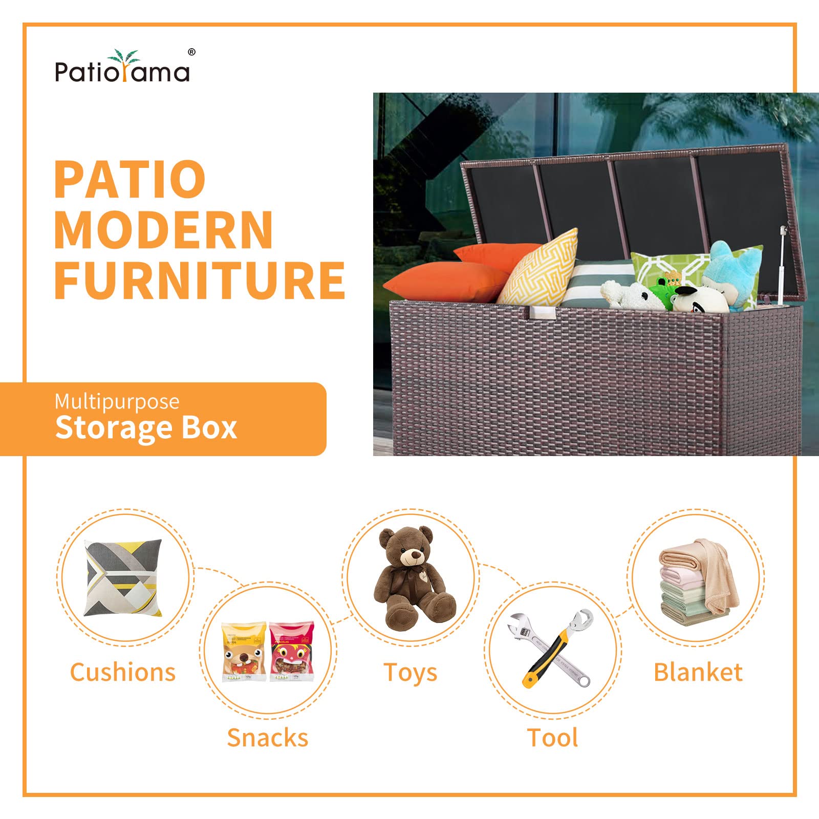 Outdoor Wicker Storage Box with Aluminum Frame - 120 Gallon Water-Resistant Patio Cushion & Pool Toy Organizer for Garden, Deck, and Backyard