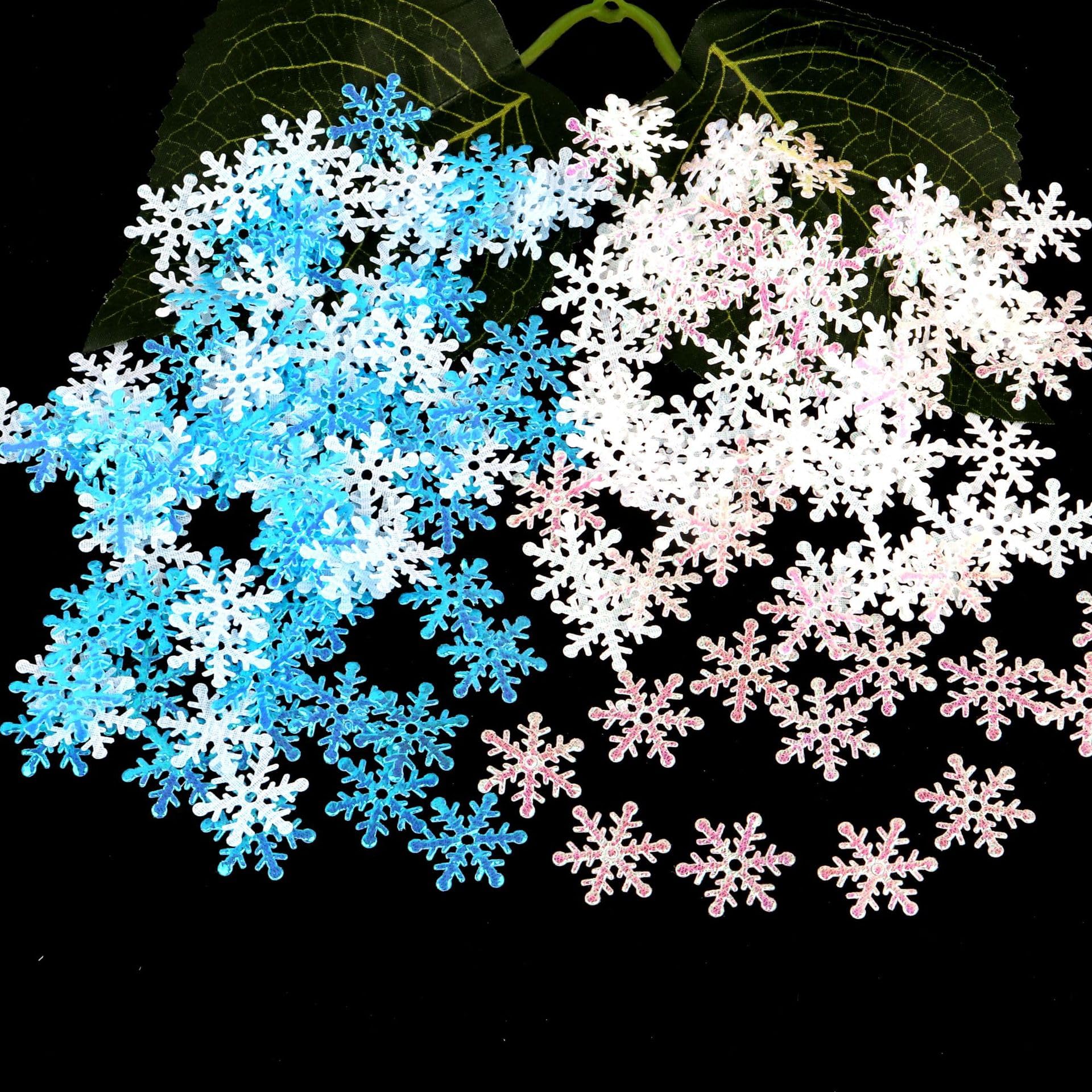300Pcs Blue Snowflake Confetti - Winter Christmas Party Decorations for Wedding, Birthday, Holiday & Table Scatter (0.79