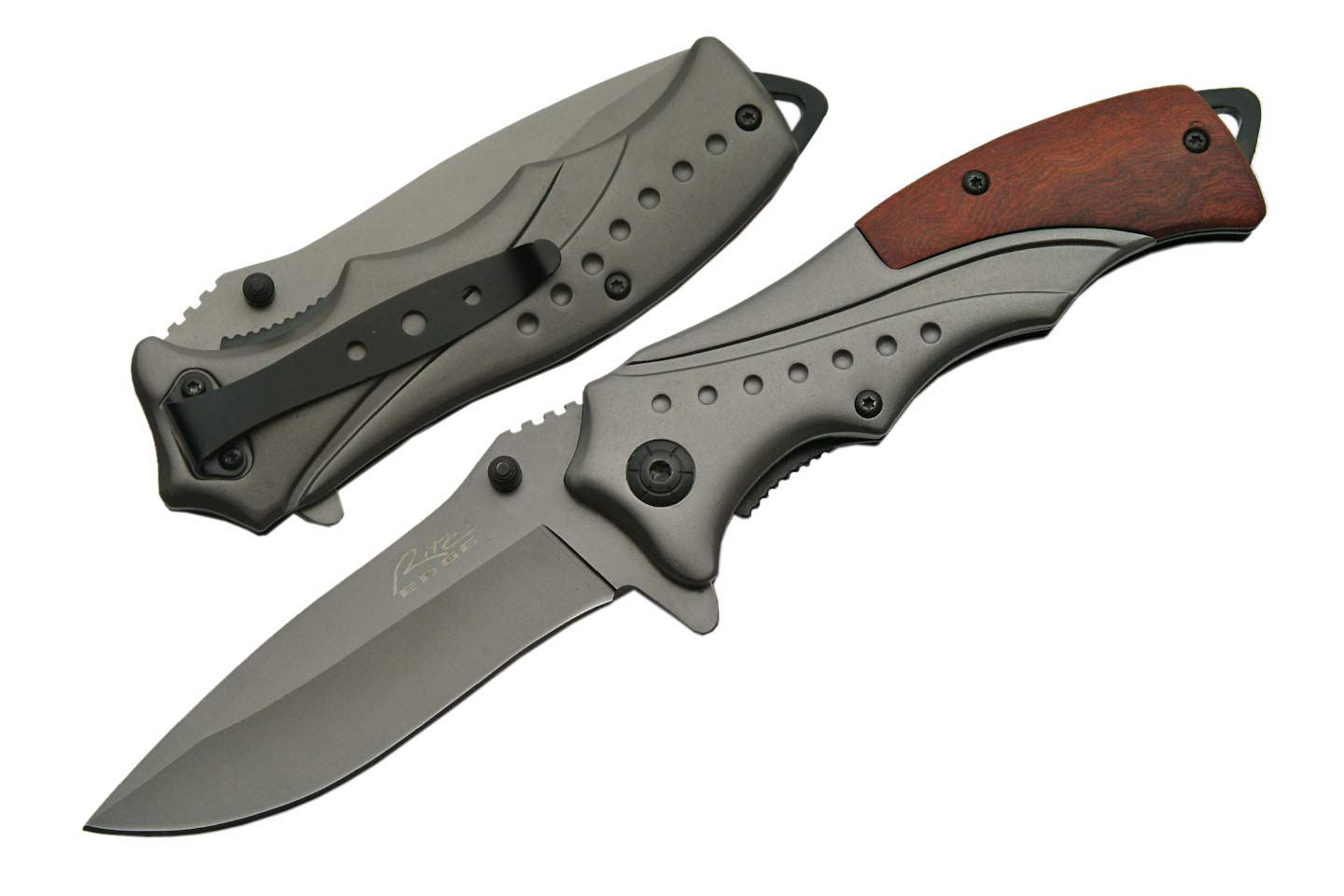 SZCO Supplies Ghost Assisted Opening Knife - Gun Metal Grey Tactical Folding Pocket Knife for Camping, Hiking, Survival & Everyday Carry (EDC)