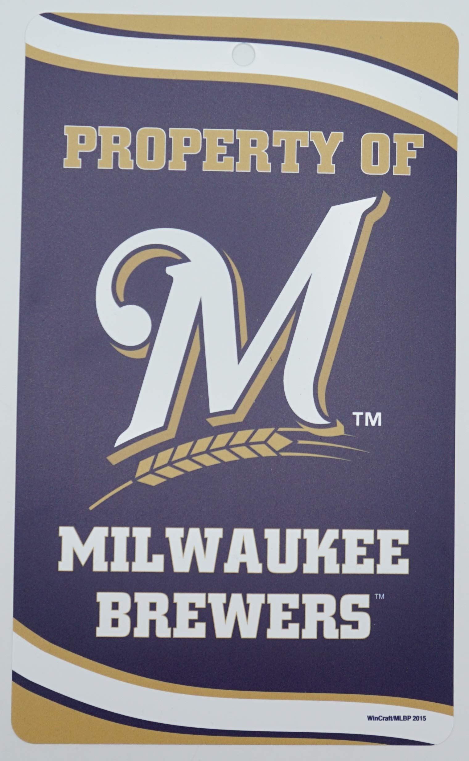 WinCraft MLB Milwaukee Brewers 7.25 x 12 Plastic Property of Sign - Perfect for Baseball Fans, Home Decor, and Sports Memorabilia Collection