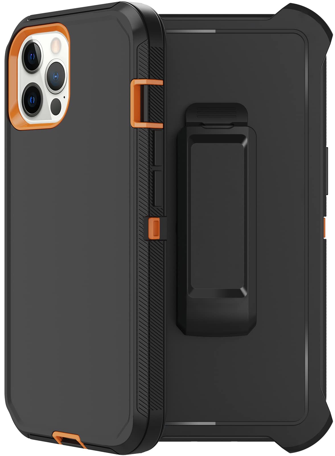 **Military Grade Shockproof iPhone 11 Pro Max Case with Belt Clip Holster – 2 Pack Screen Protectors Included | Heavy Duty Full Body Protection, Rugged Cover (Orange) – Perfect for Outdoor, Construction & Active Lifestyles**