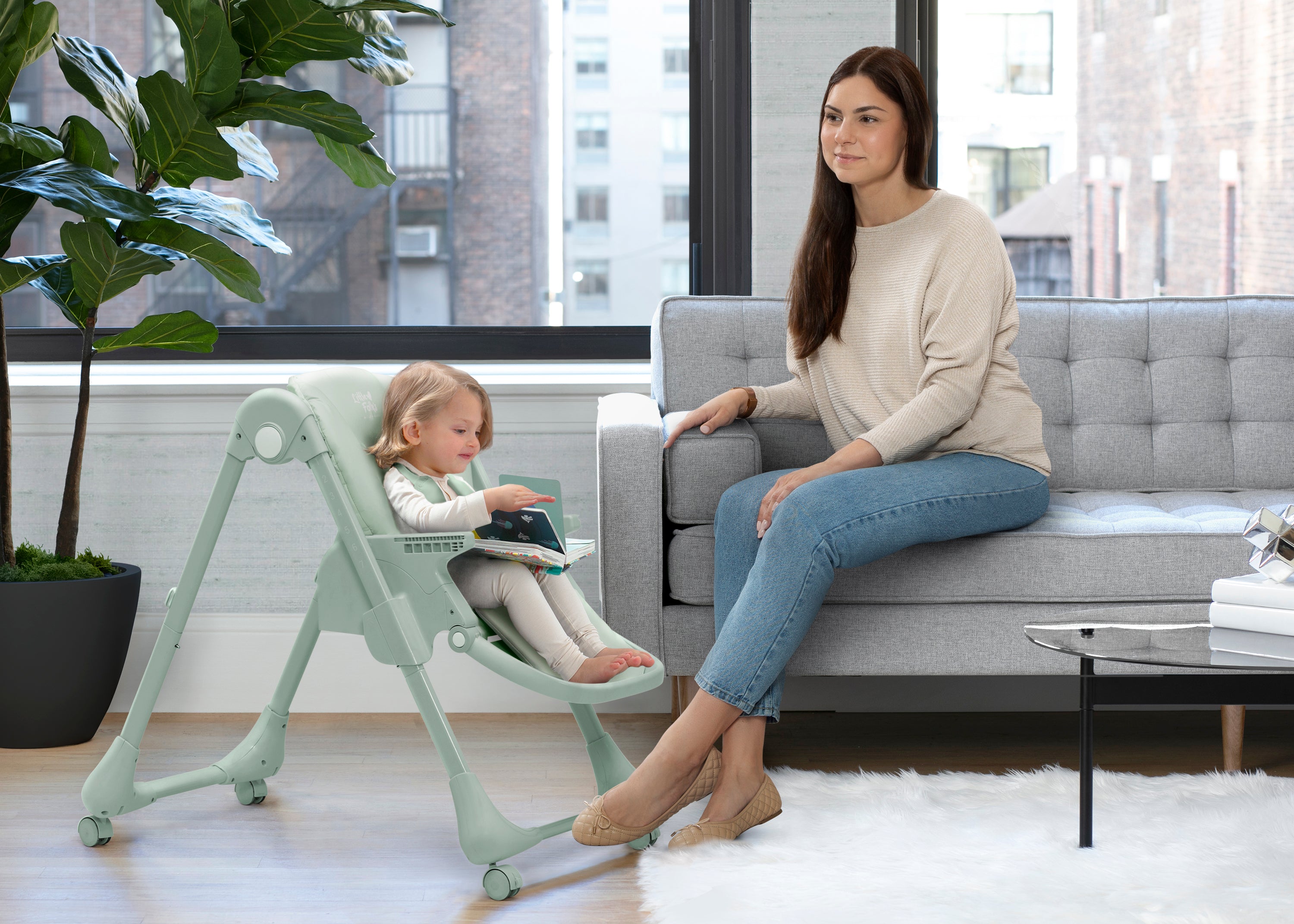2 in 1 SlimFold High Chair for Babies & Toddlers - Portable, Space-Saving Baby Feeding Chair for Home, Travel & Restaurants