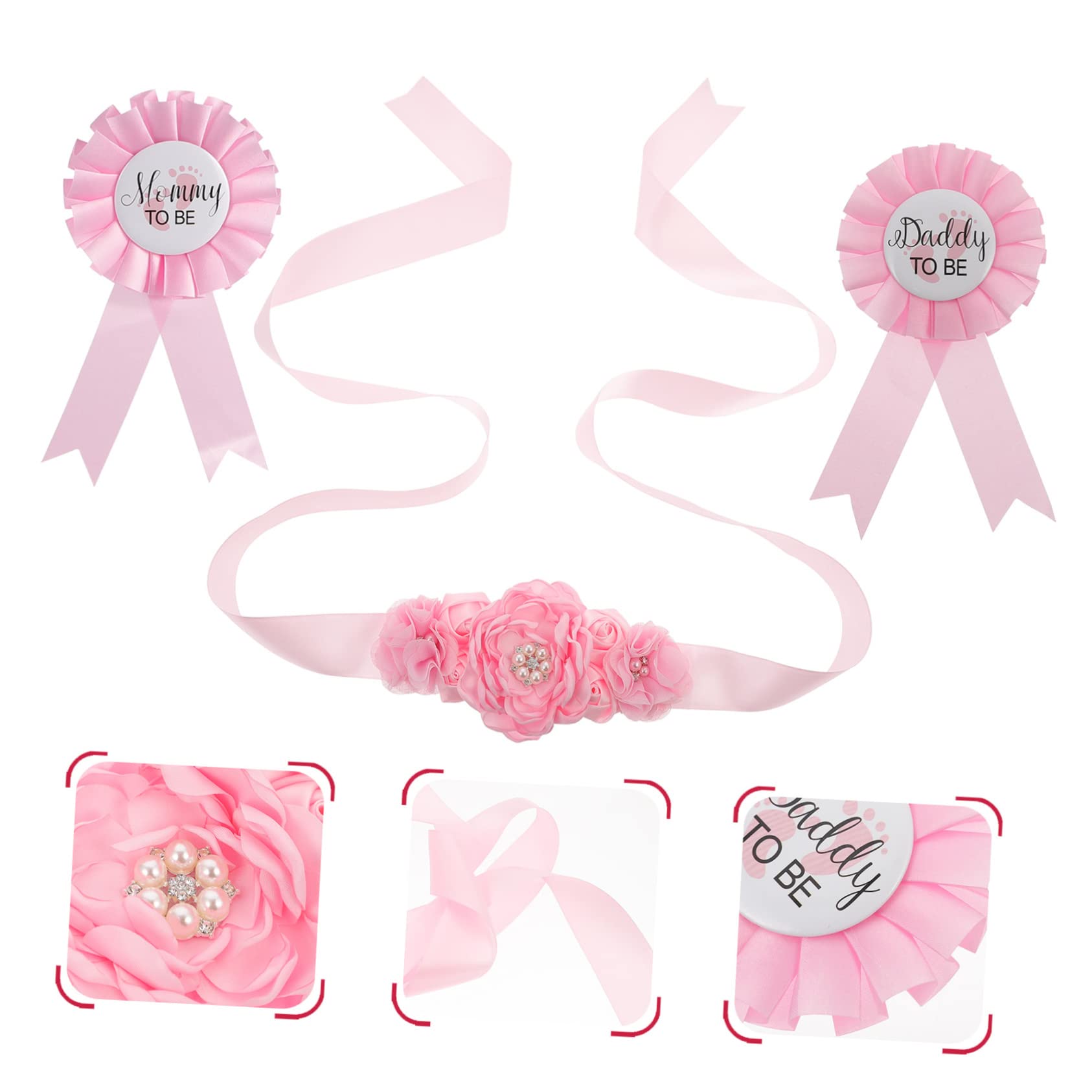 CATIEBYE Gender Reveal Party Sash Set - 3pcs Mommy & Daddy Corsage Badges for Baby Shower, Gender Announcement Celebration - Perfect for Gender Reveal Photos & Special Occasions