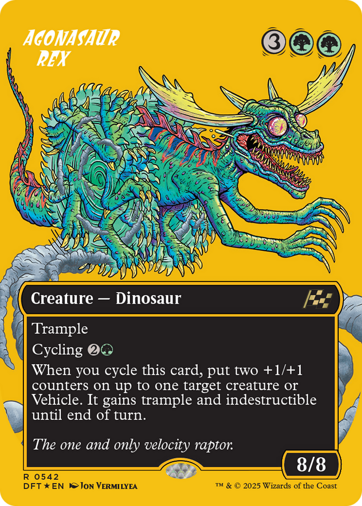 Agonasaur Rex Borderless First Place Foil Aetherdrift - Premium MTG Collectible Card for Tournaments & Gaming Enthusiasts