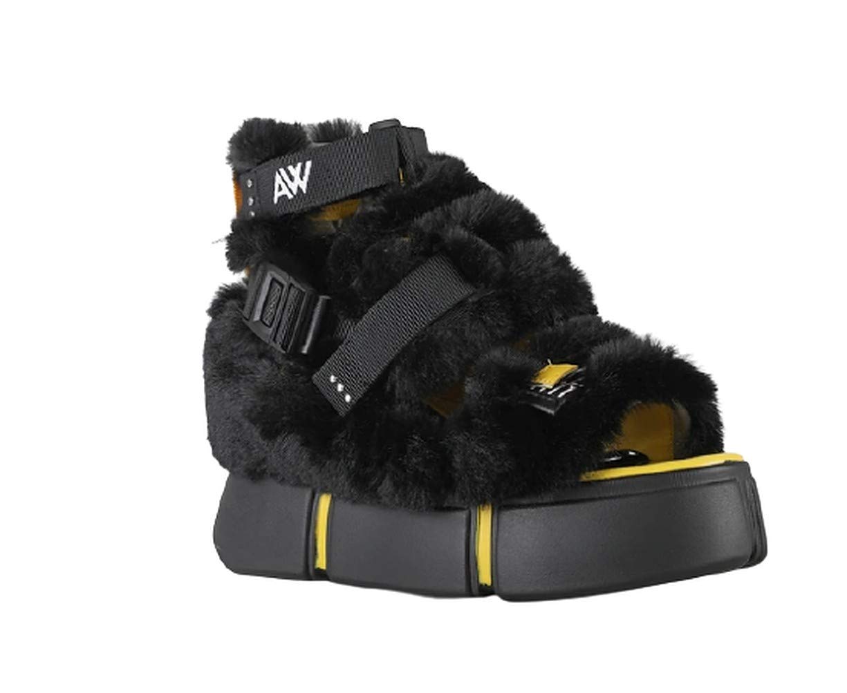 Women's Chunky Platform Wedge Sandals with Faux Fur - Comfortable Summer Beach Shoes for Casual Outings & Vacation Wear