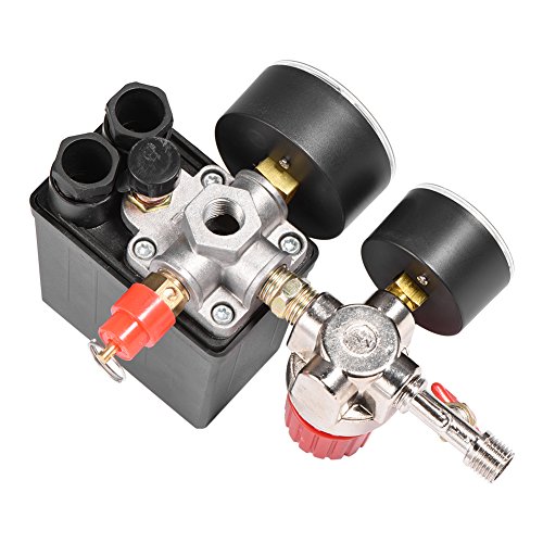 Yosooo Small Plastic Air Compressor Pressure Switch Control Valve with Gauge - Lightweight Regulator for HVAC, Pneumatic Tools & Inflatable Devices