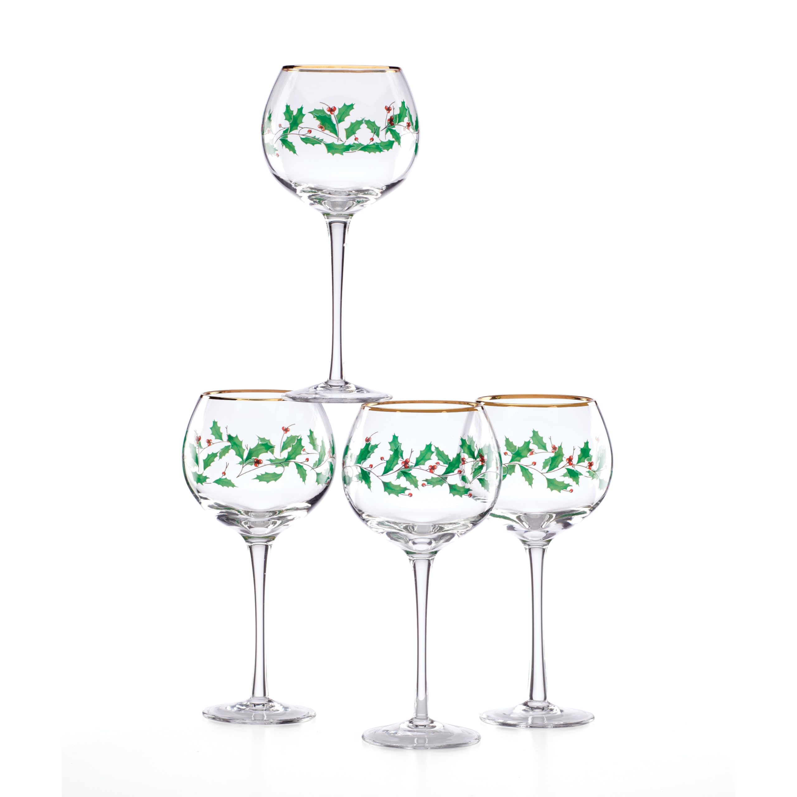 Lenox 856101 Holiday 4-Piece Wine Glass Set - Elegant Christmas Dinnerware for Hosting & Entertaining - Perfect for Holiday Parties, Dinner Gatherings & Festive Celebrations