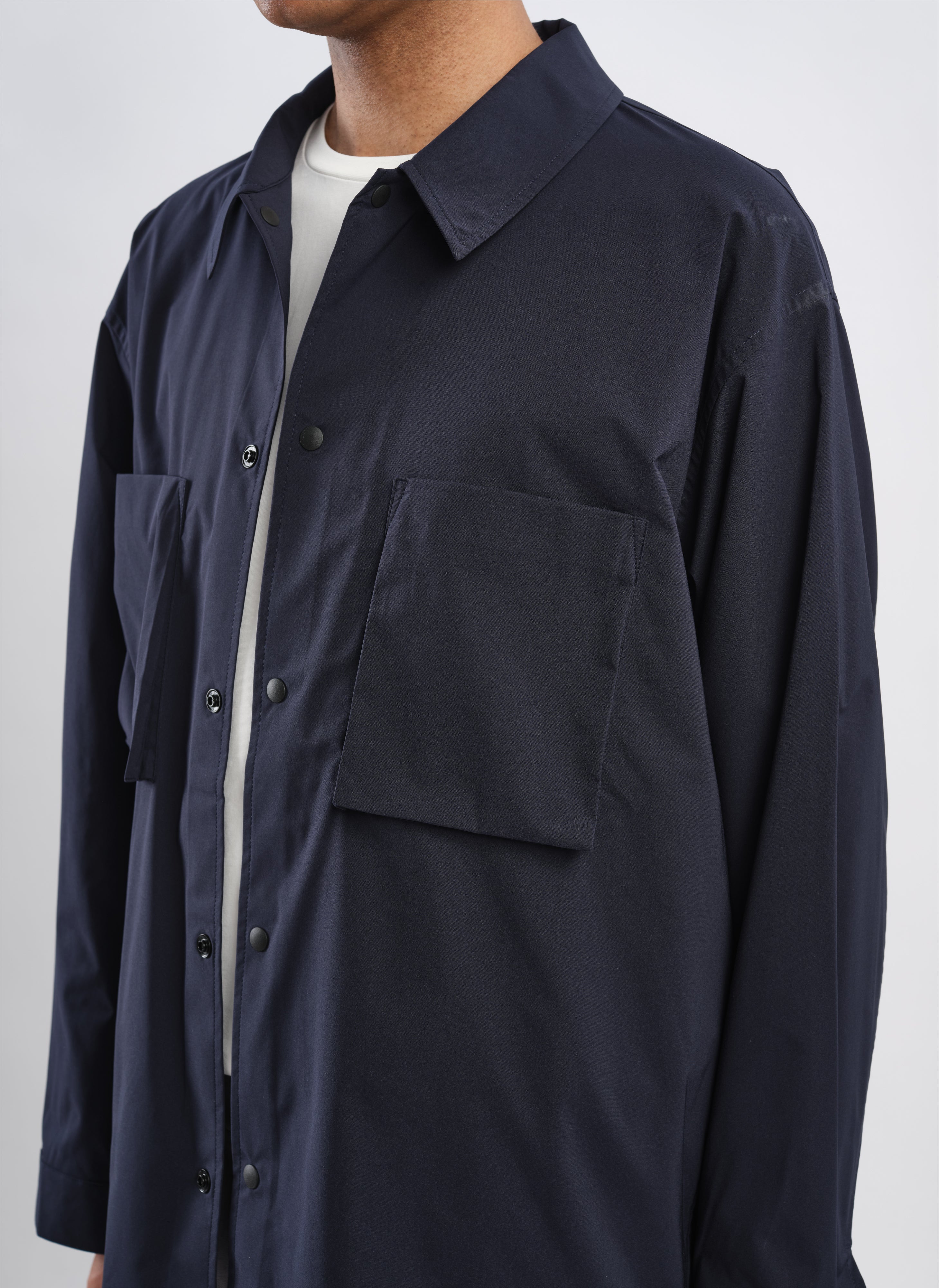 Minotech Snap Button Pocket Open Collar Shirt for Men - Casual Office Wear & Outdoor Activities