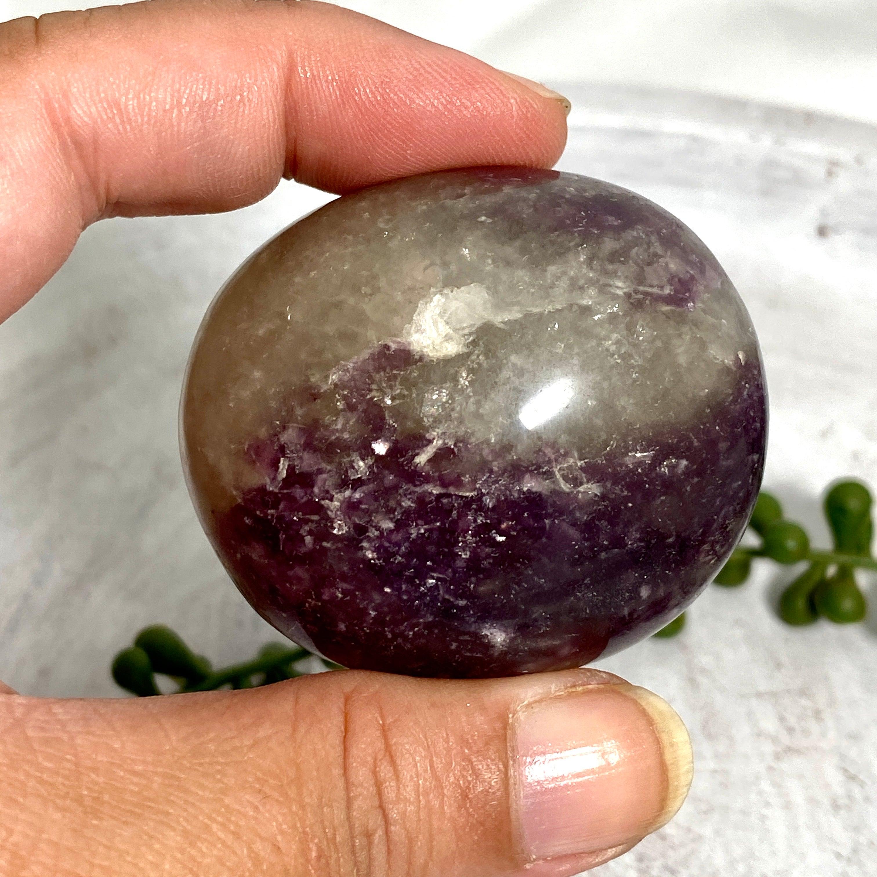 Natural Smokey Lepidolite Palm Stones - Healing Crystals for Stress Relief & Emotional Balance | Perfect for Meditation, Reiki, and Home Decor